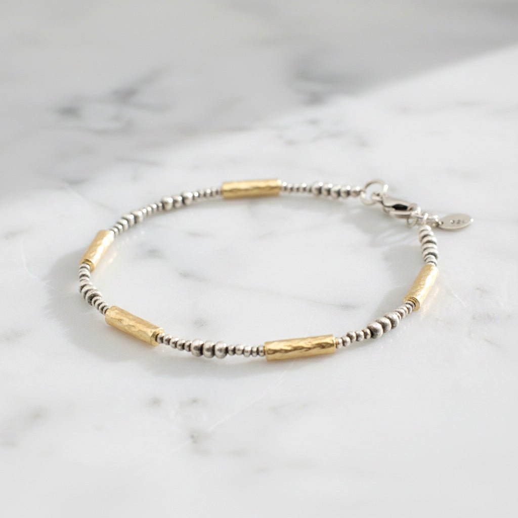 Hammered Mixed Metal Bracelet - Bracelets
