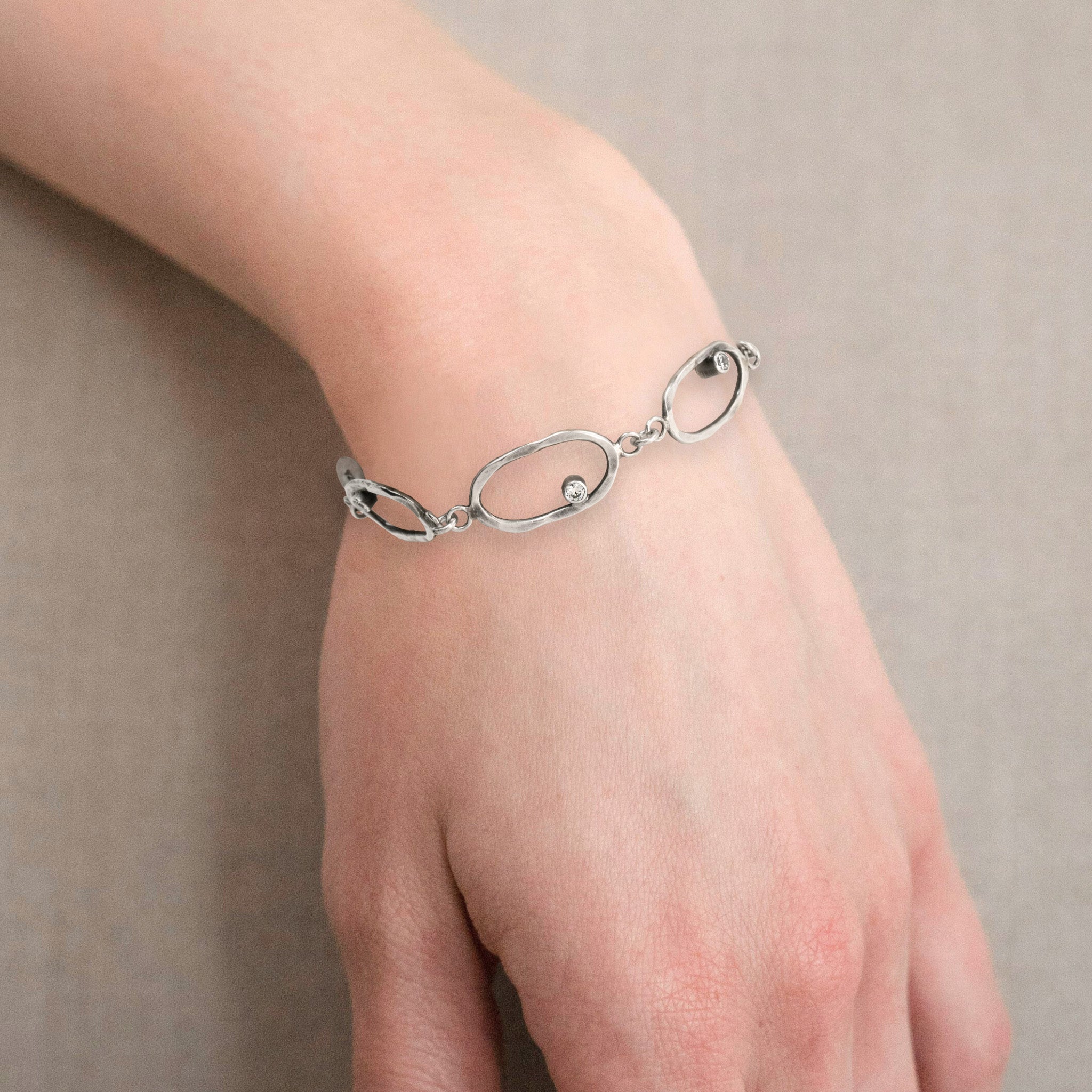 Hammered Sterling Link Bracelet - Bracelets