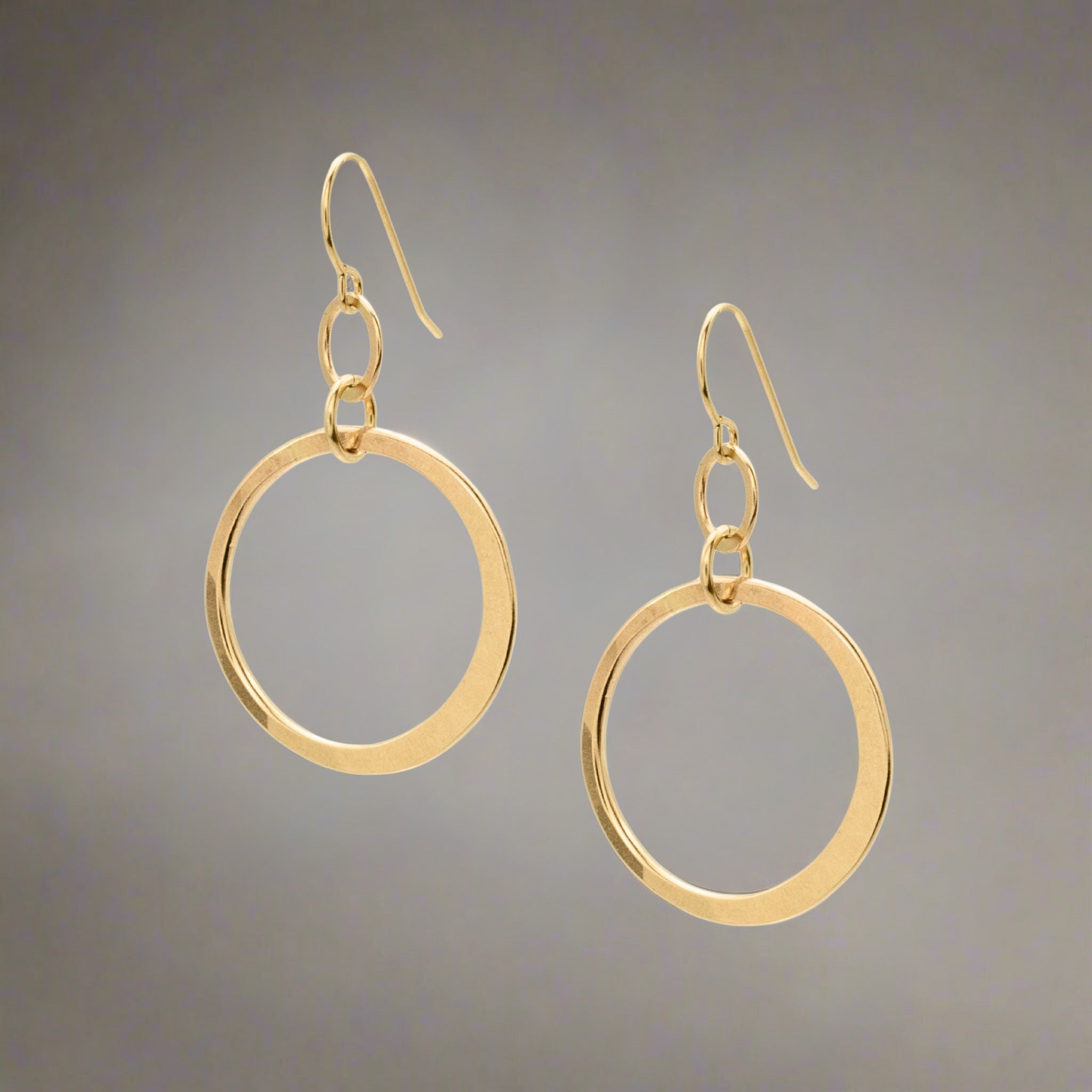 Heavy Gold Link Circle Earrings - Earrings