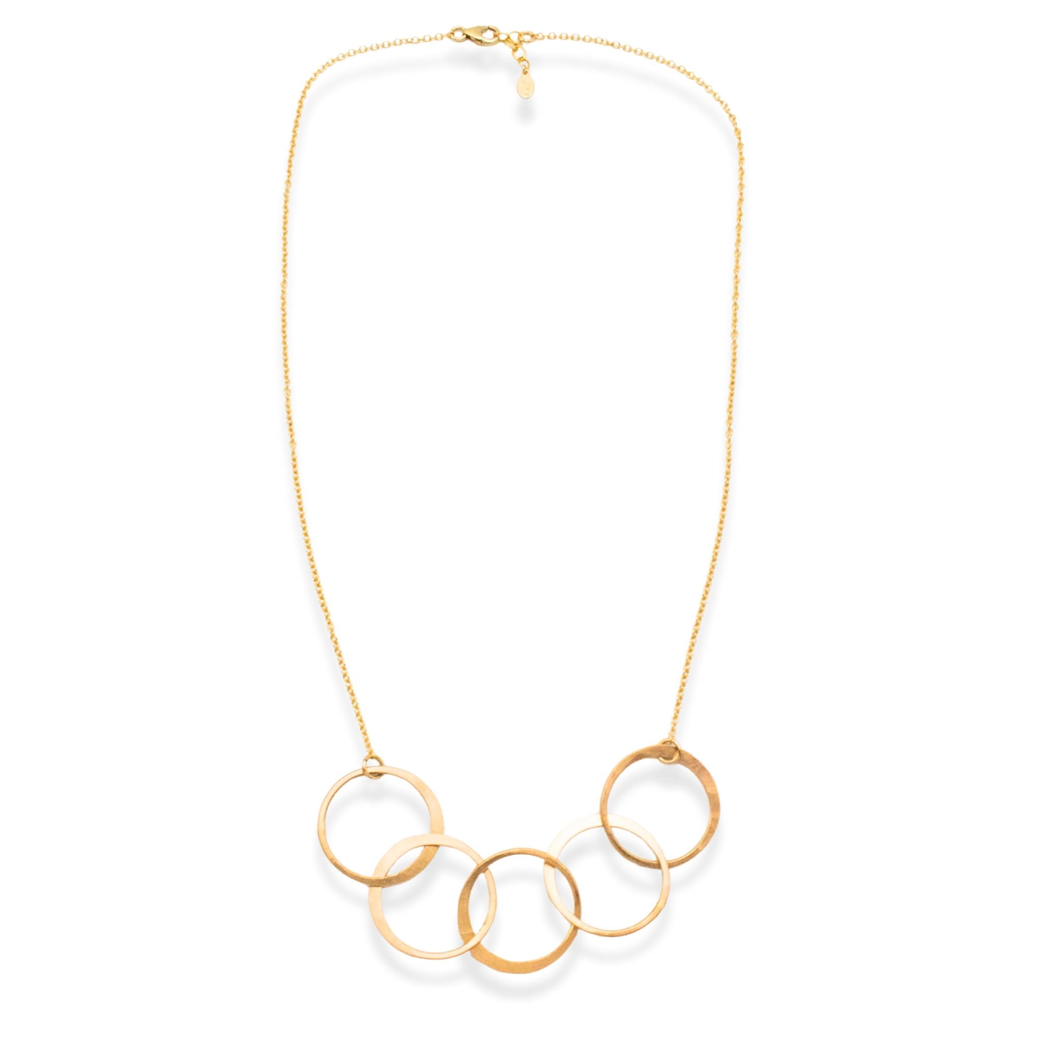 Heavy Gold Link Circle Necklace - Necklaces