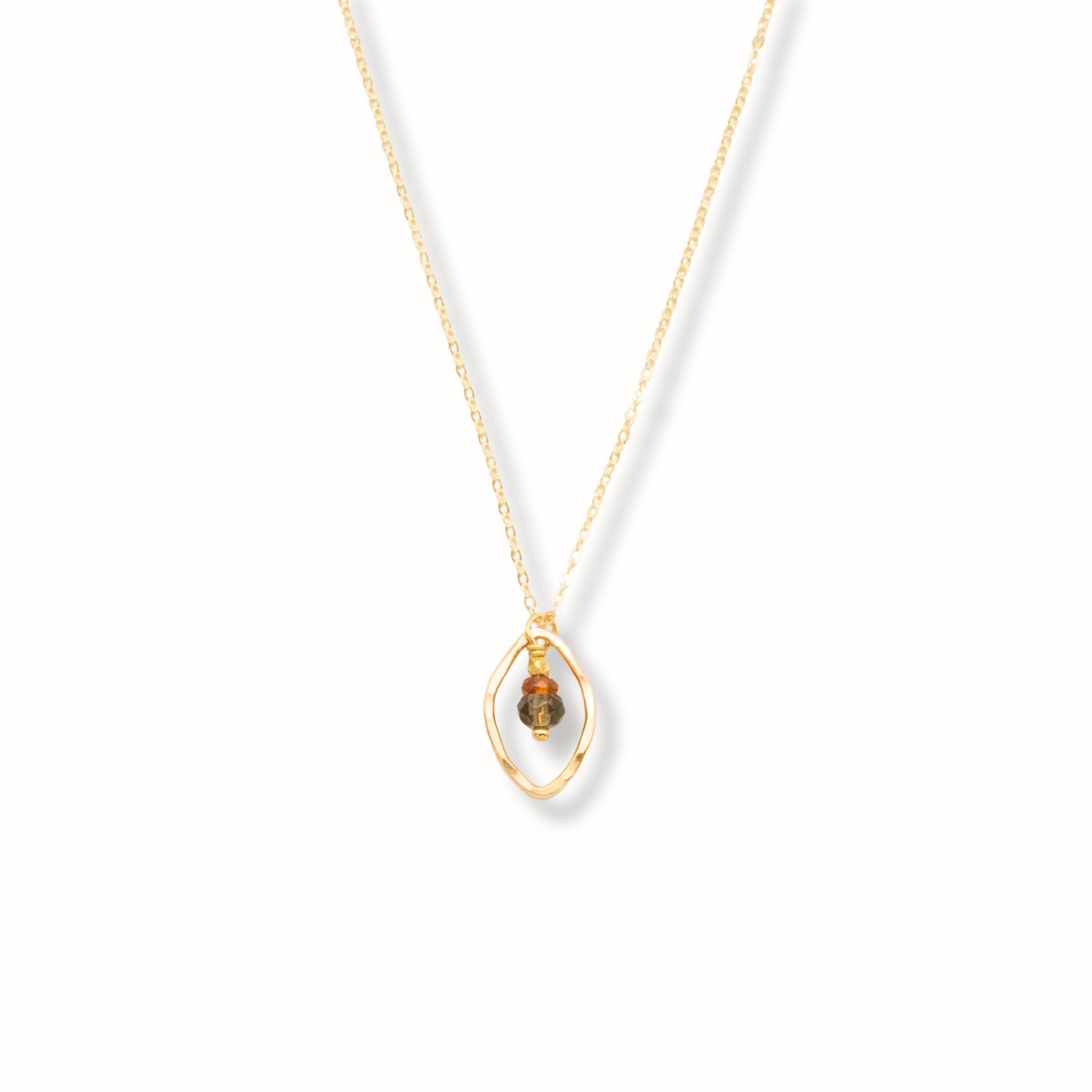 Hessonite Smoky Quartz Oval Necklace - Necklaces