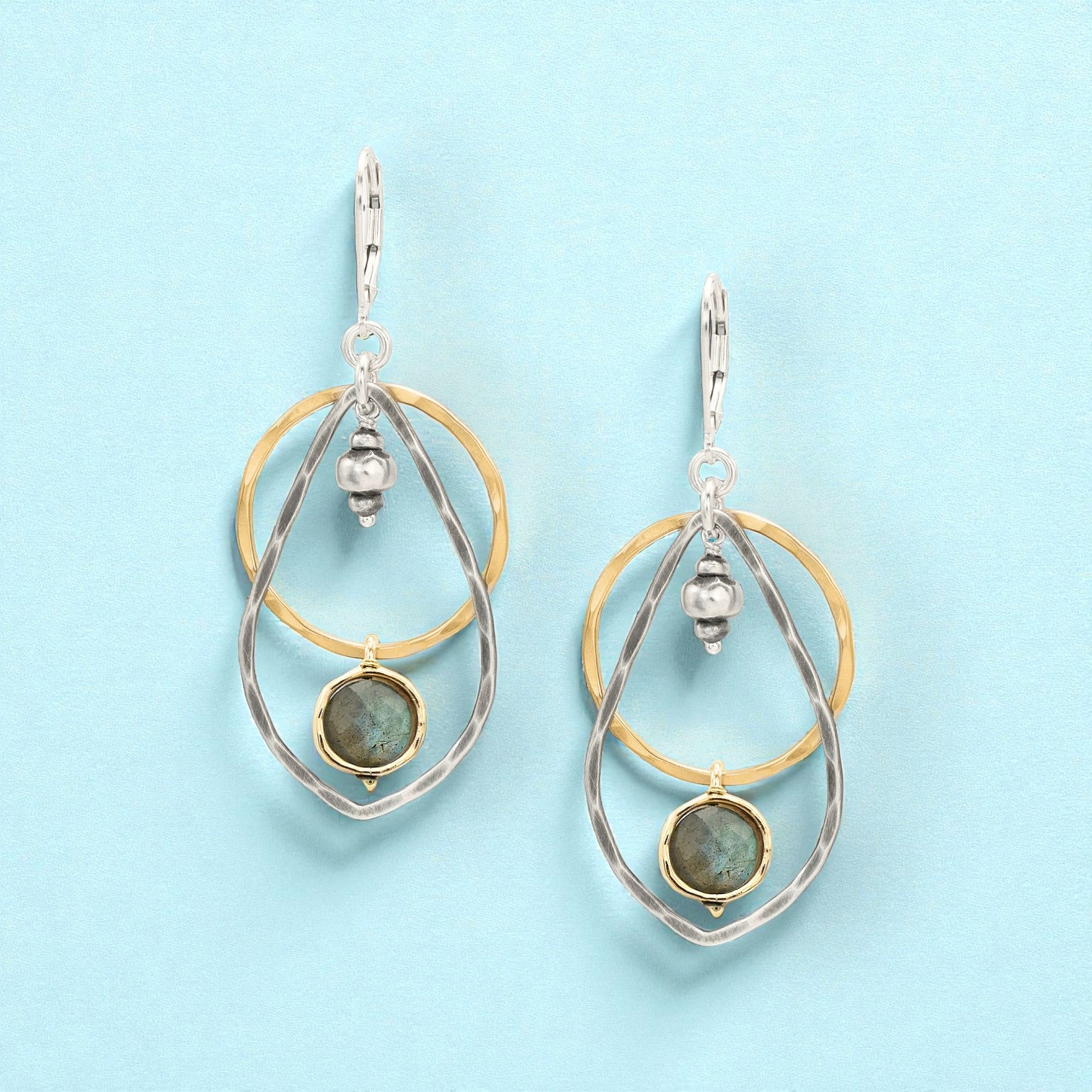 Labradorite Layered Drop Earrings - Earrings