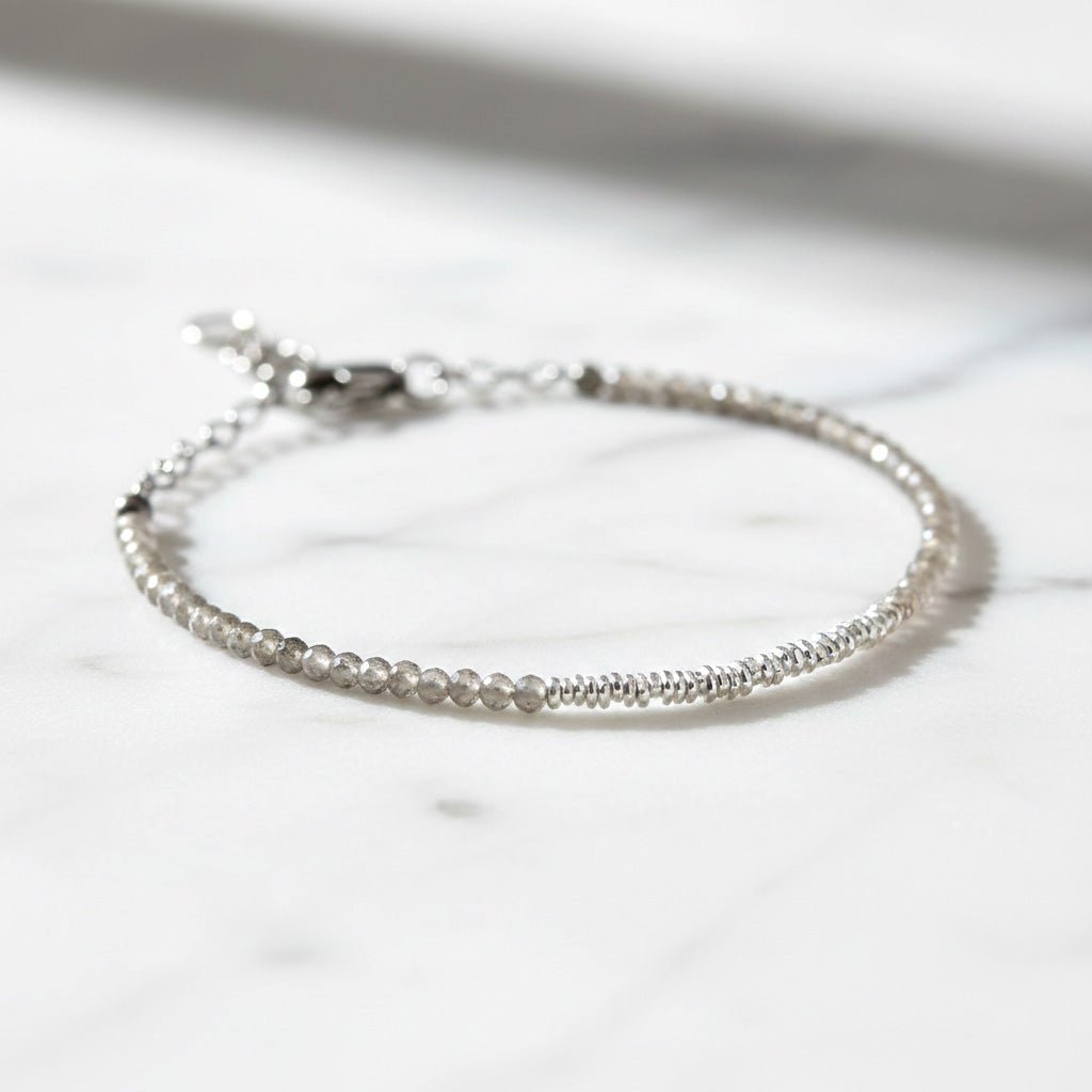 Labradorite & Silver Bead Bracelet - Bracelets