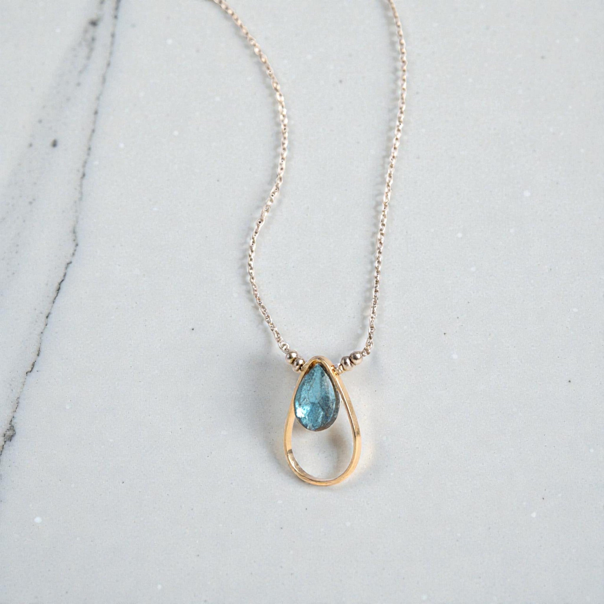 Labradorite Teardrop Necklace - Necklaces