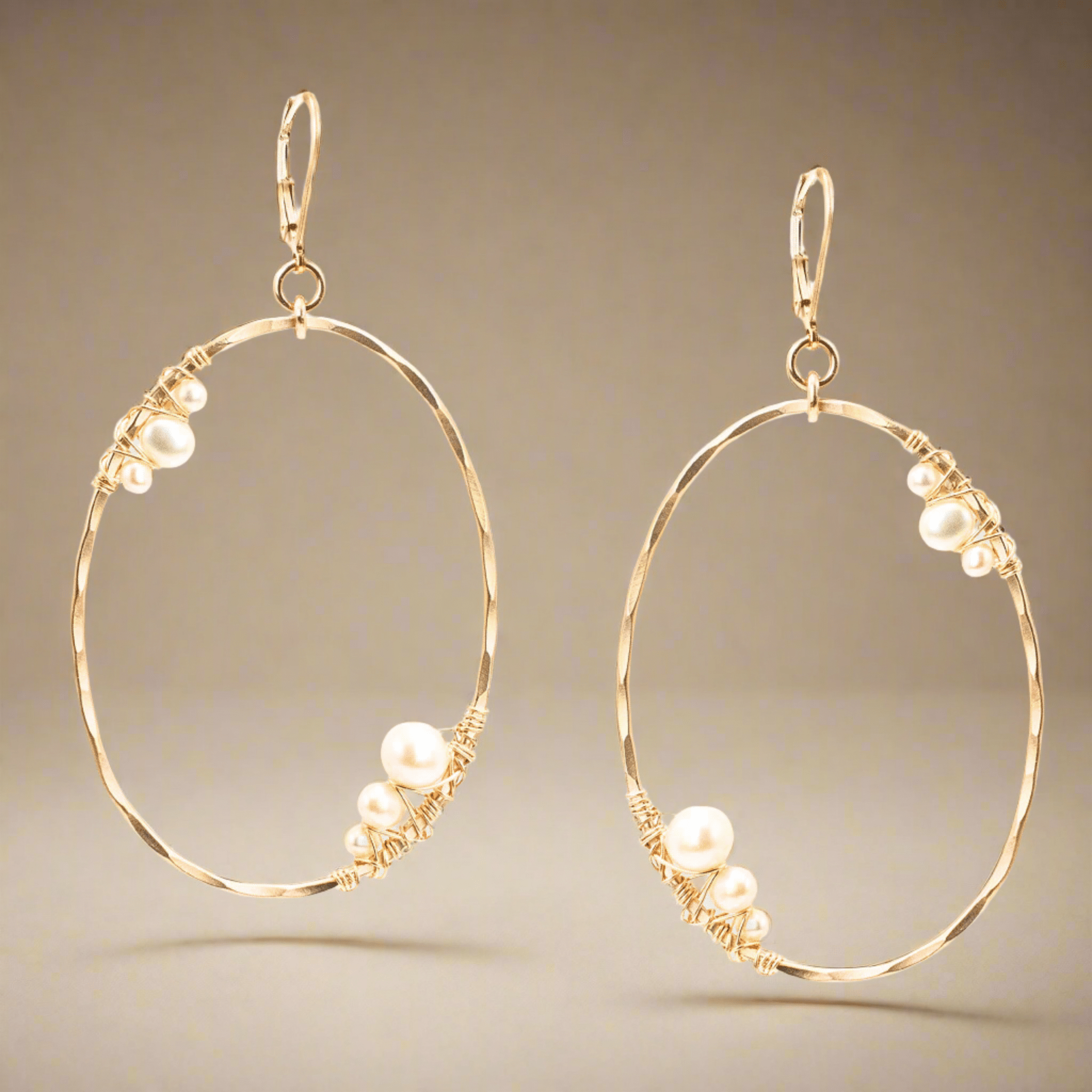 Large Wrap Pearl Hoop Earrings - Earrings