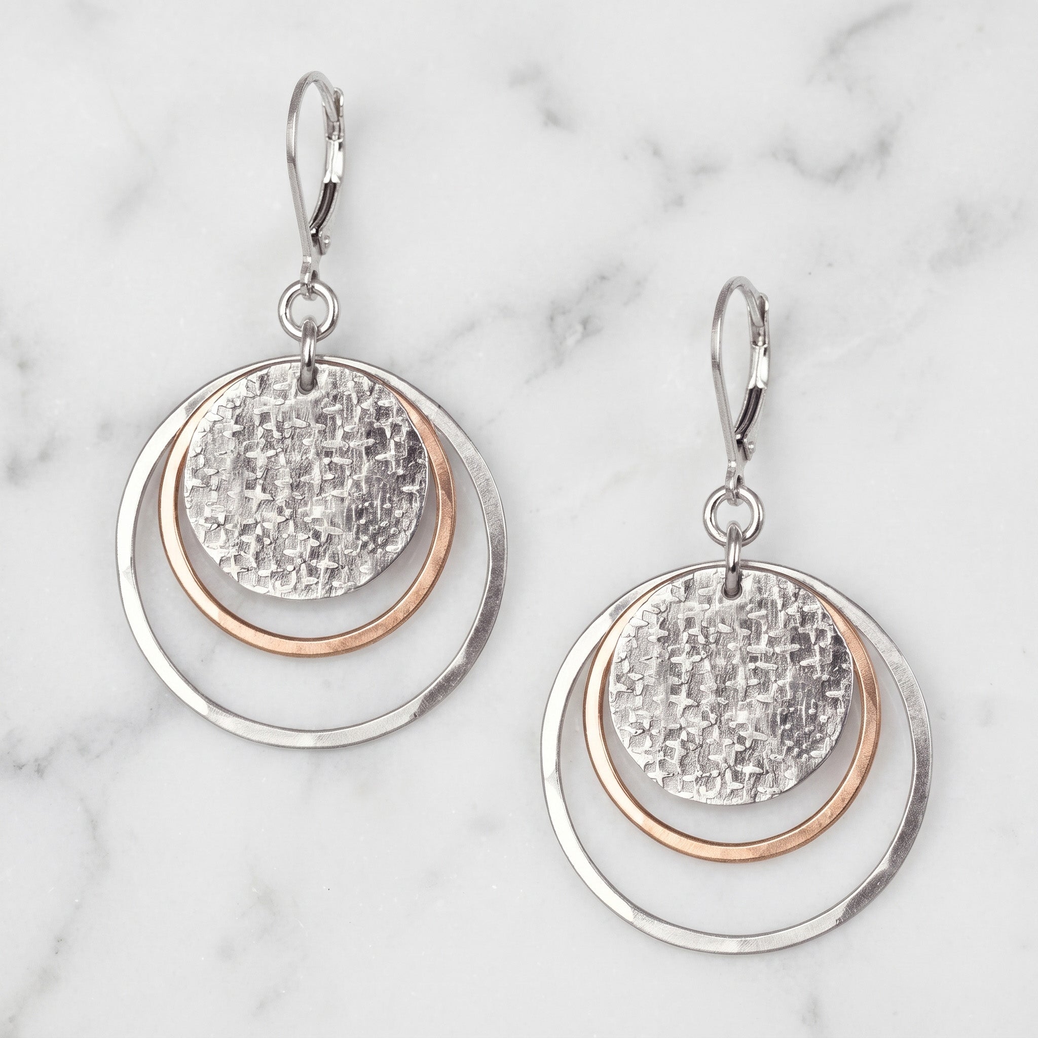Layered Circle Drop Earrings - Earrings
