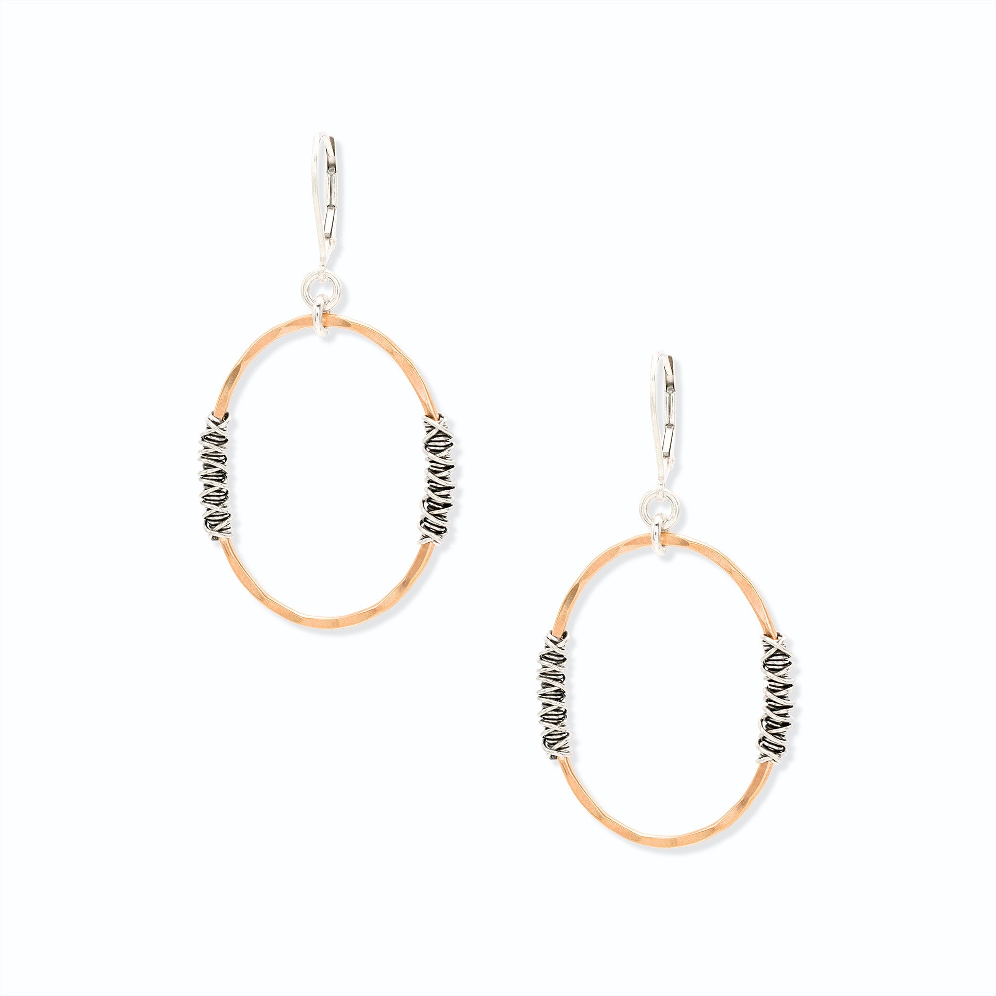 Medium Hammered Oval Earrings - Earrings