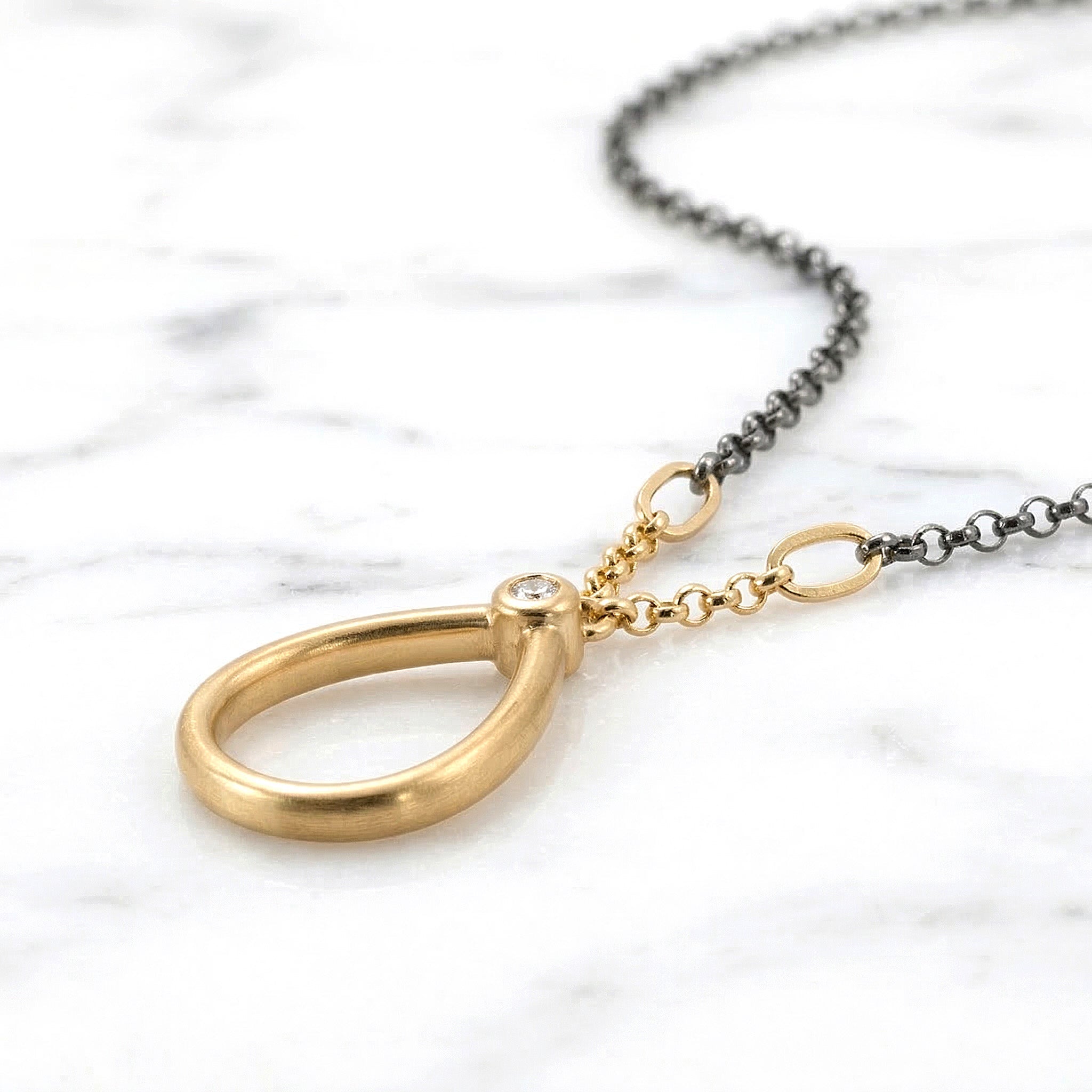 Minimal Diamond Teardrop Necklace - Necklaces