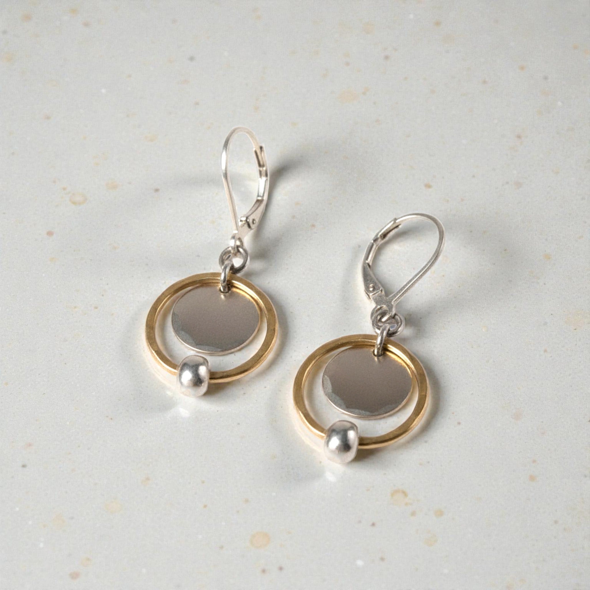 Mixed Metal Nested Circle Drop Earrings - Earrings
