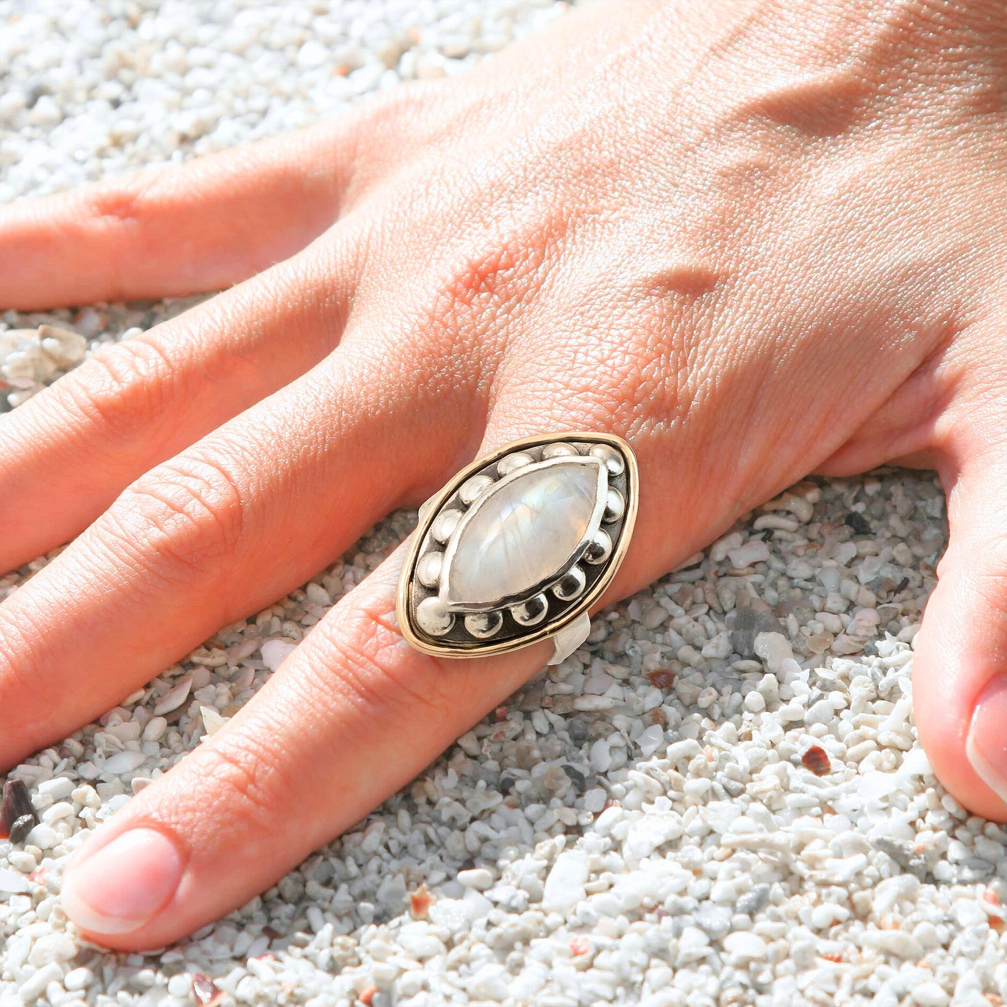 Moonstone Marquise Ring - Rings