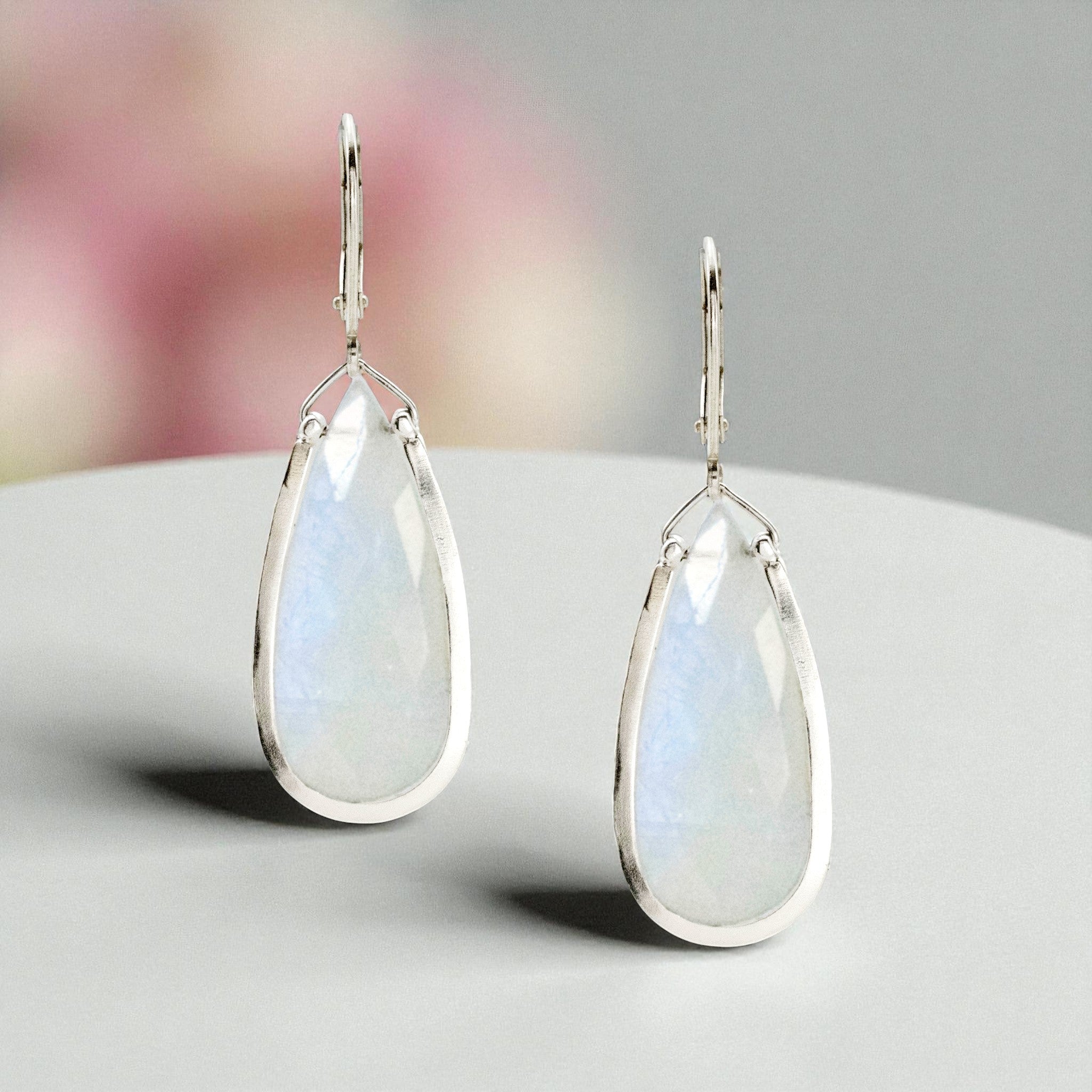 Moonstone Teardrop Frame Earrings - Earrings