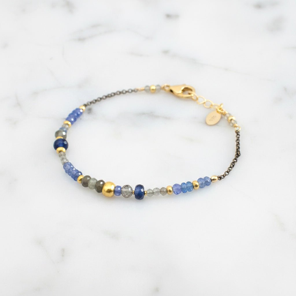 Multi - Gemstone Mixed Metal Bracelet - Bracelets