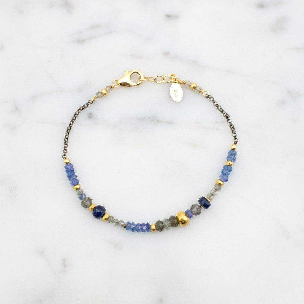 Multi - Gemstone Mixed Metal Bracelet - Bracelets