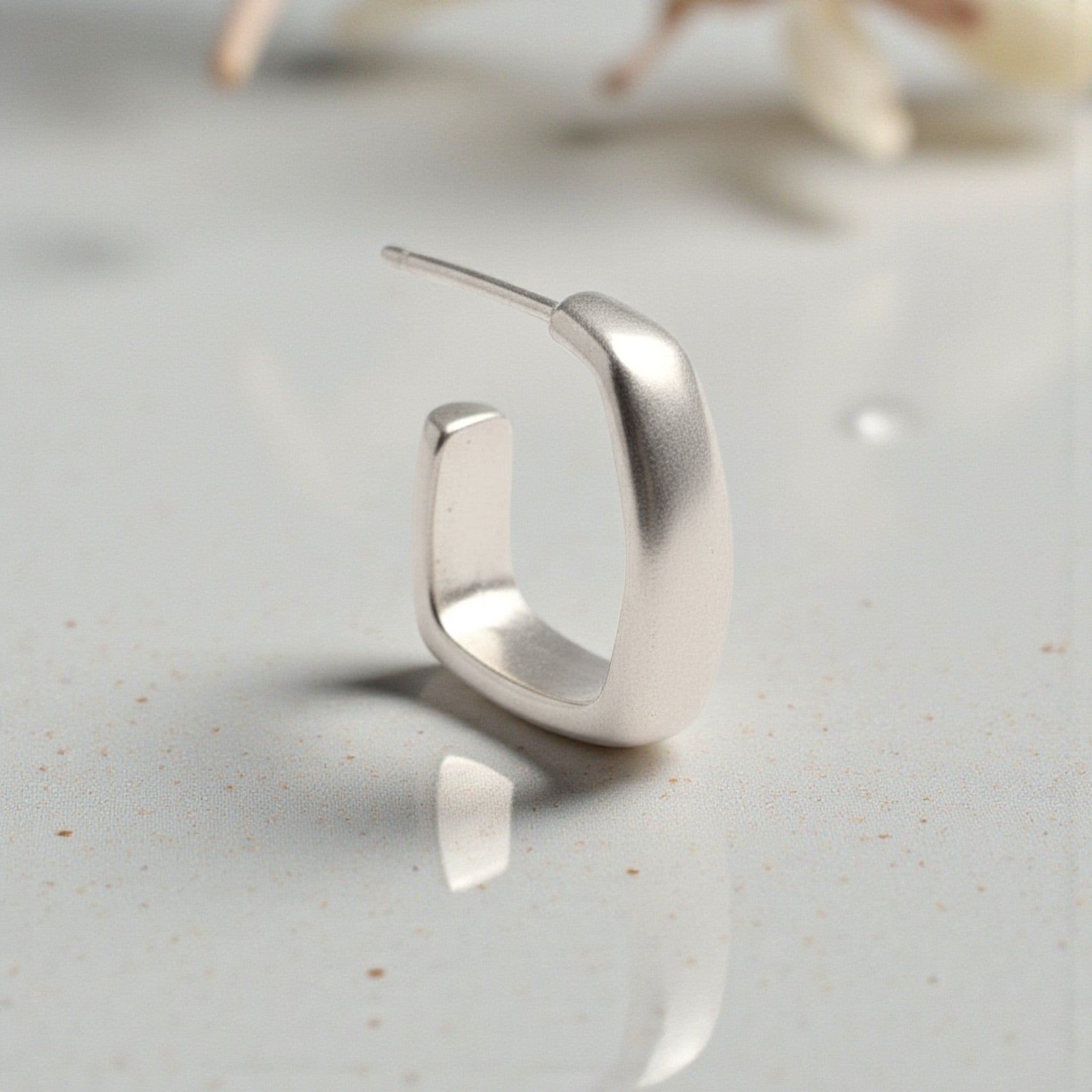 Open Silver Square Earrings - Earrings