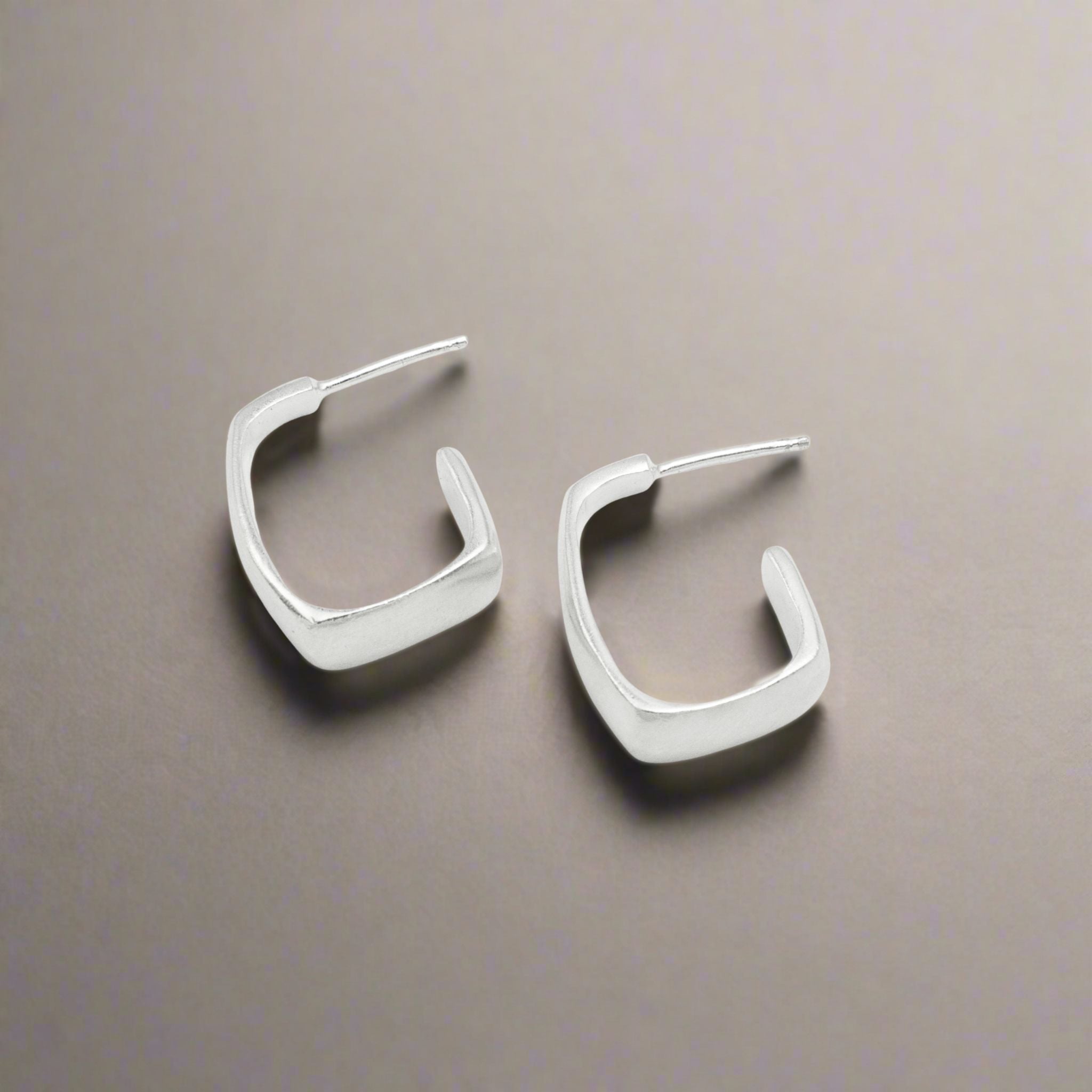 Open Silver Square Earrings - Earrings