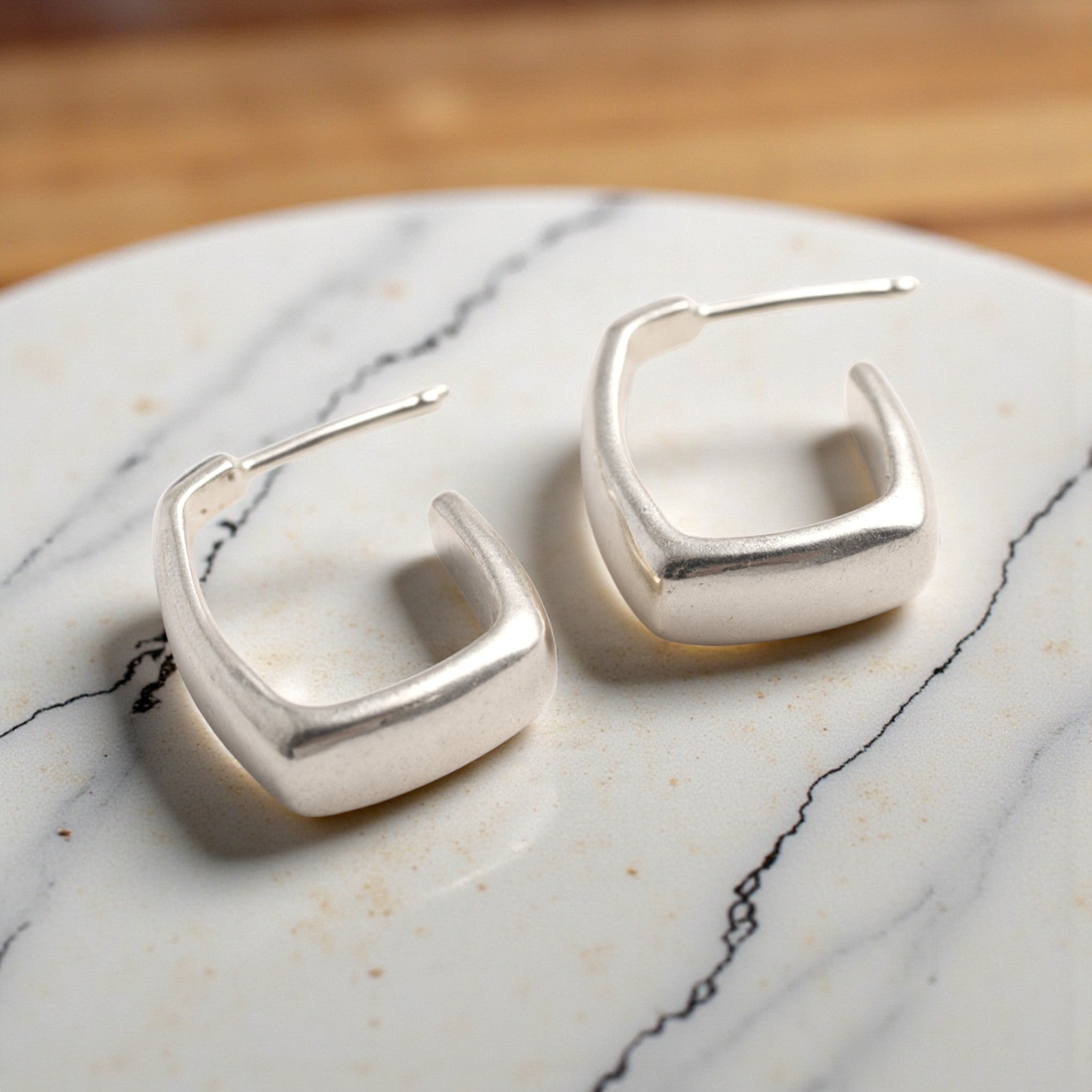 Open Silver Square Earrings - Earrings