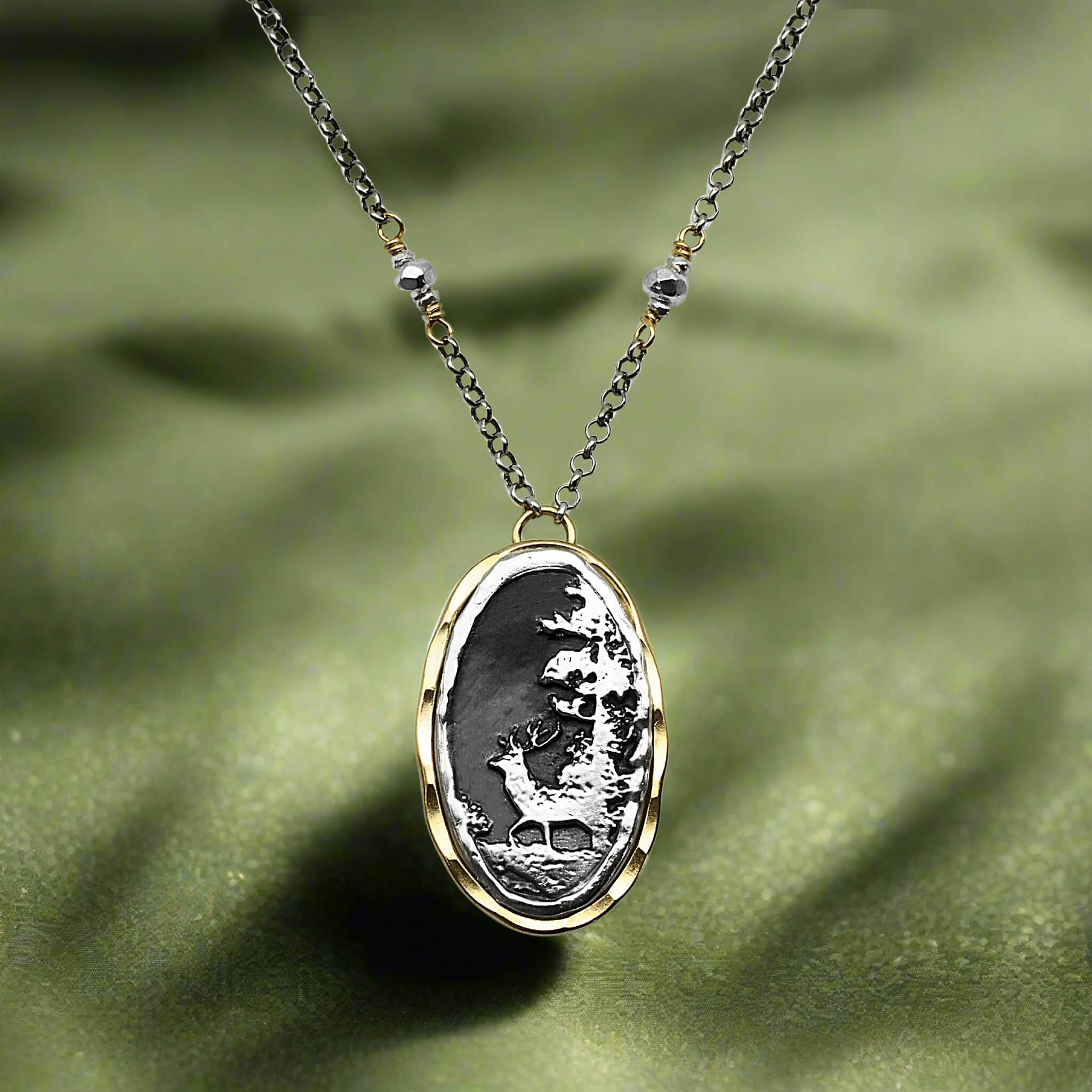 Oval Stag Necklace - Necklaces