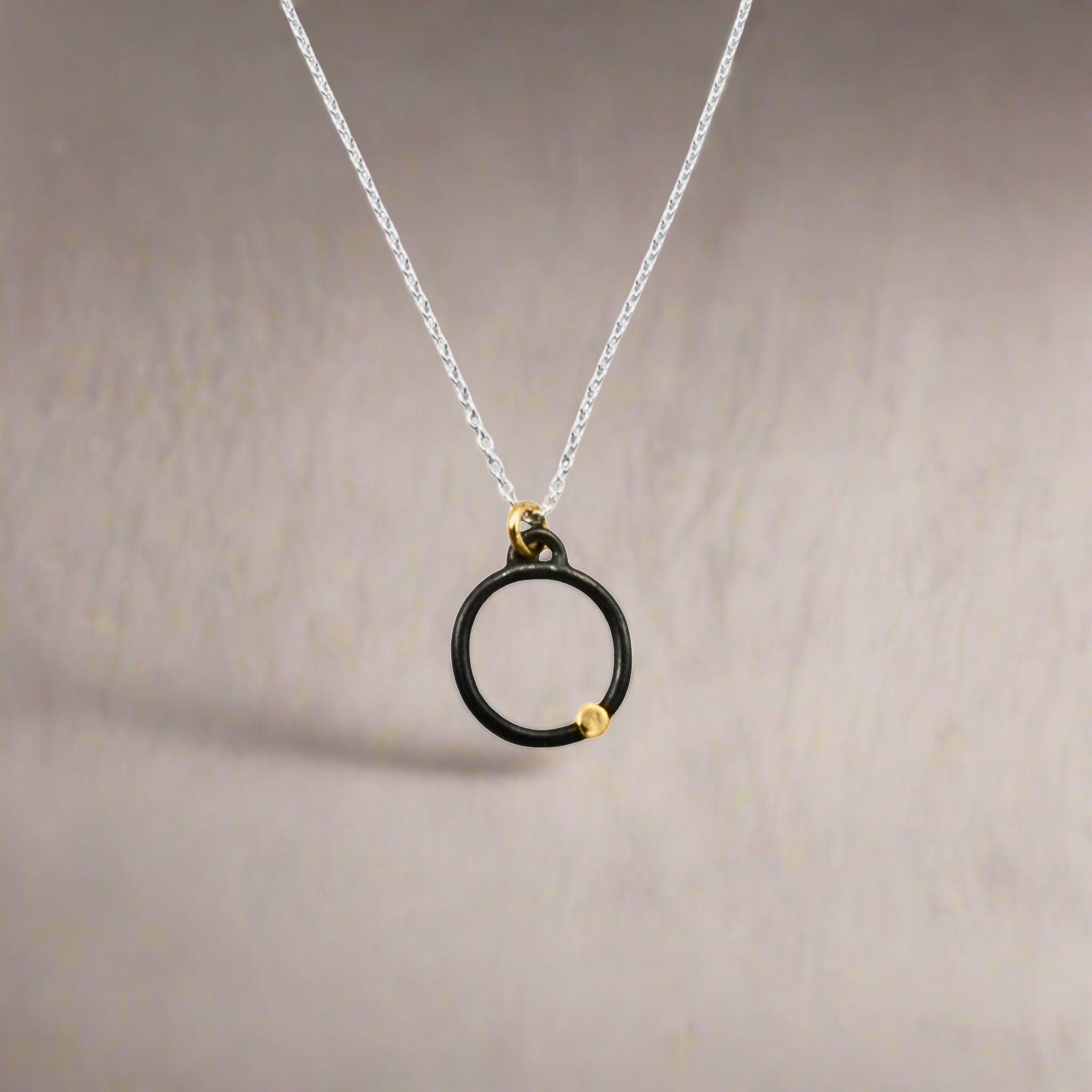 Oxidized Gold Dot Necklace - Necklaces