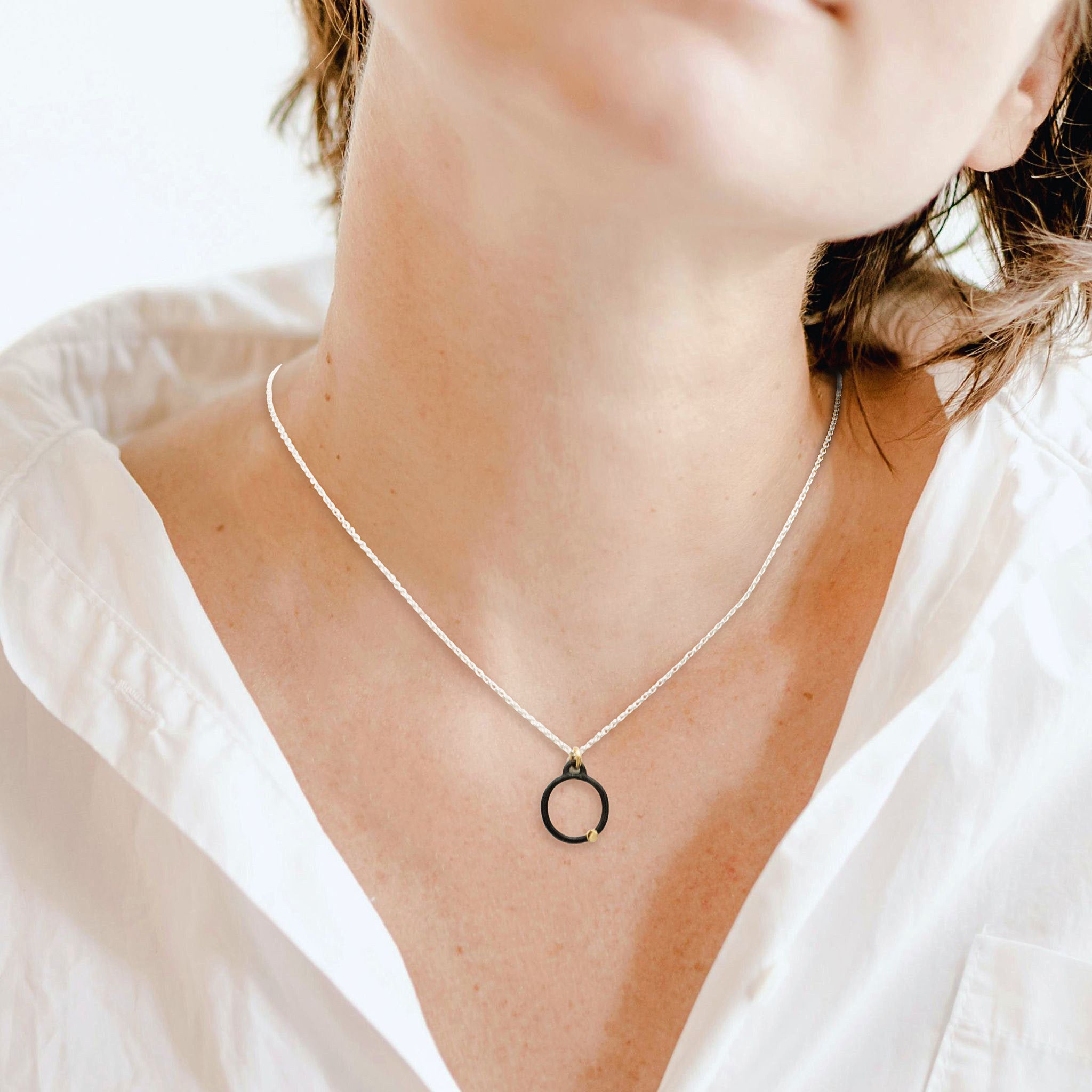 Oxidized Gold Dot Necklace - Necklaces
