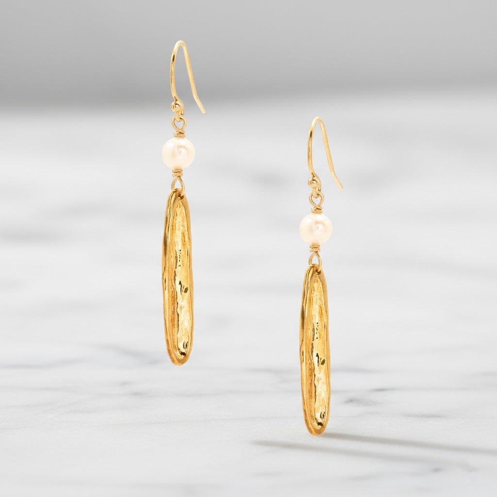Pearl and Gold Drop Earrings - Earrings
