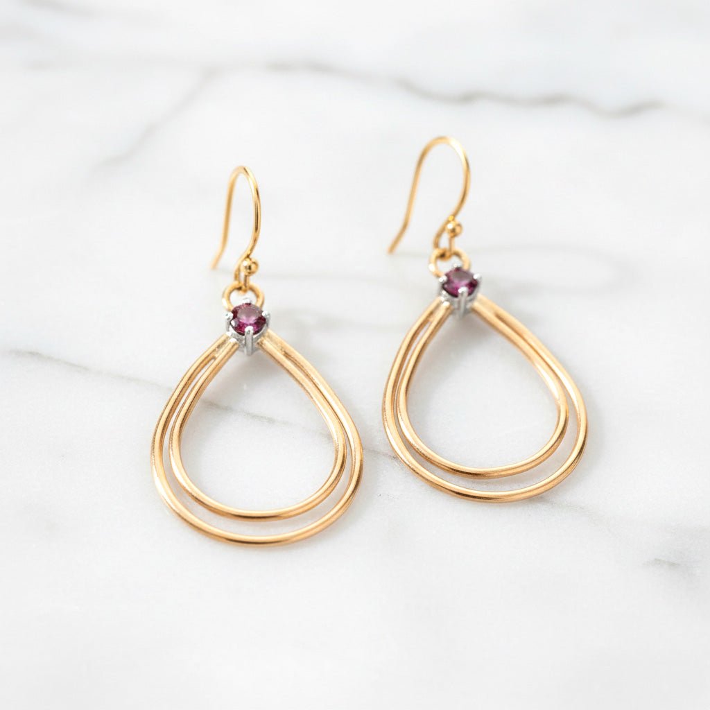 Rhodolite Dewdrop Earrings - Earrings
