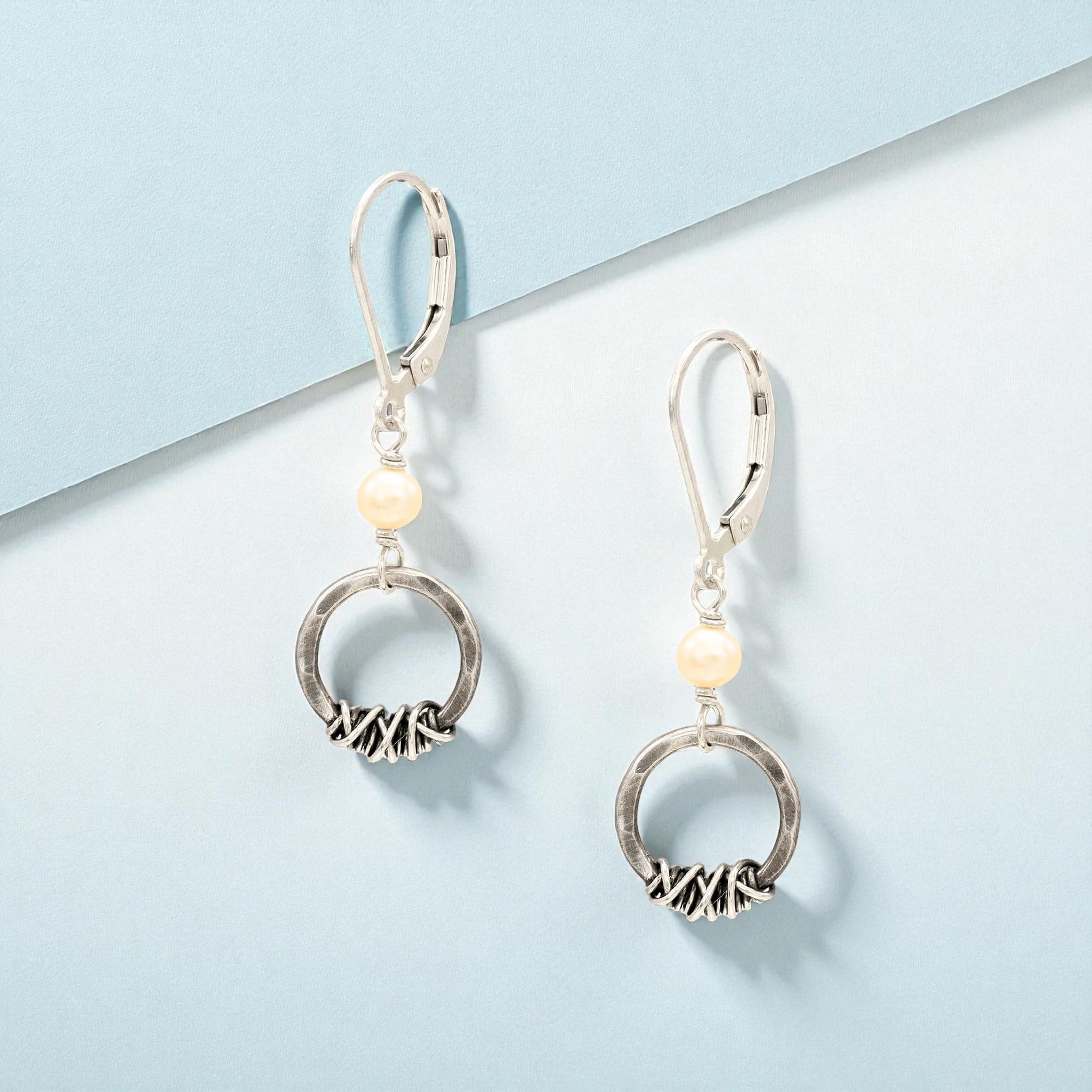 Rustic Pearl Halo Earring - Earrings