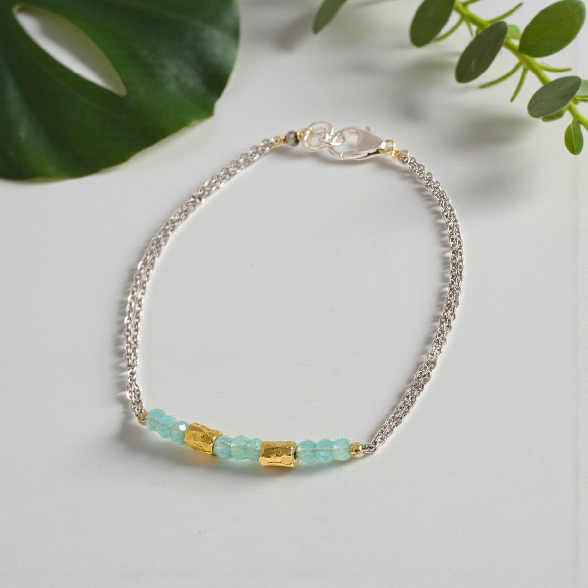 Simple Aqua Chalcedony Bracelet - Bracelets
