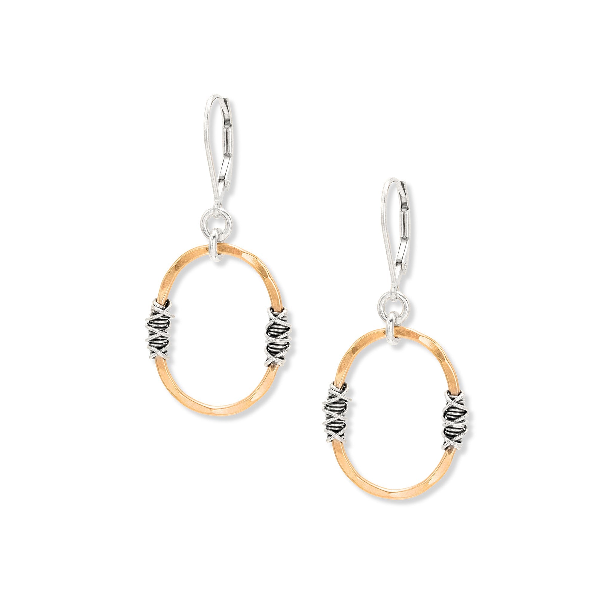 Small Hammered Oval Earrings - Earrings