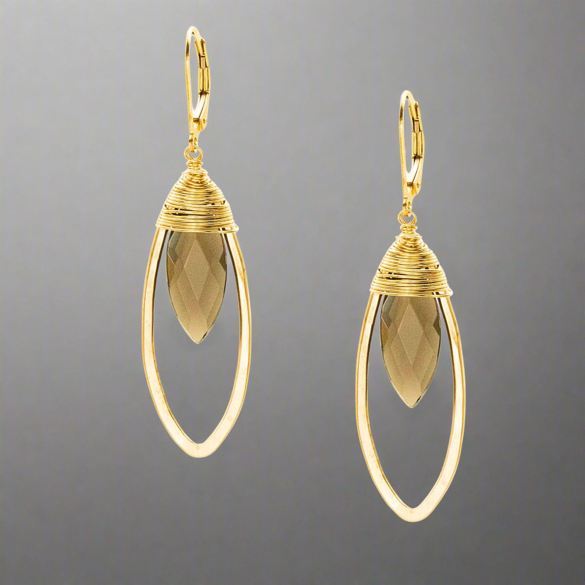 Smoky Quartz Marquise Drop Earrings - Earrings