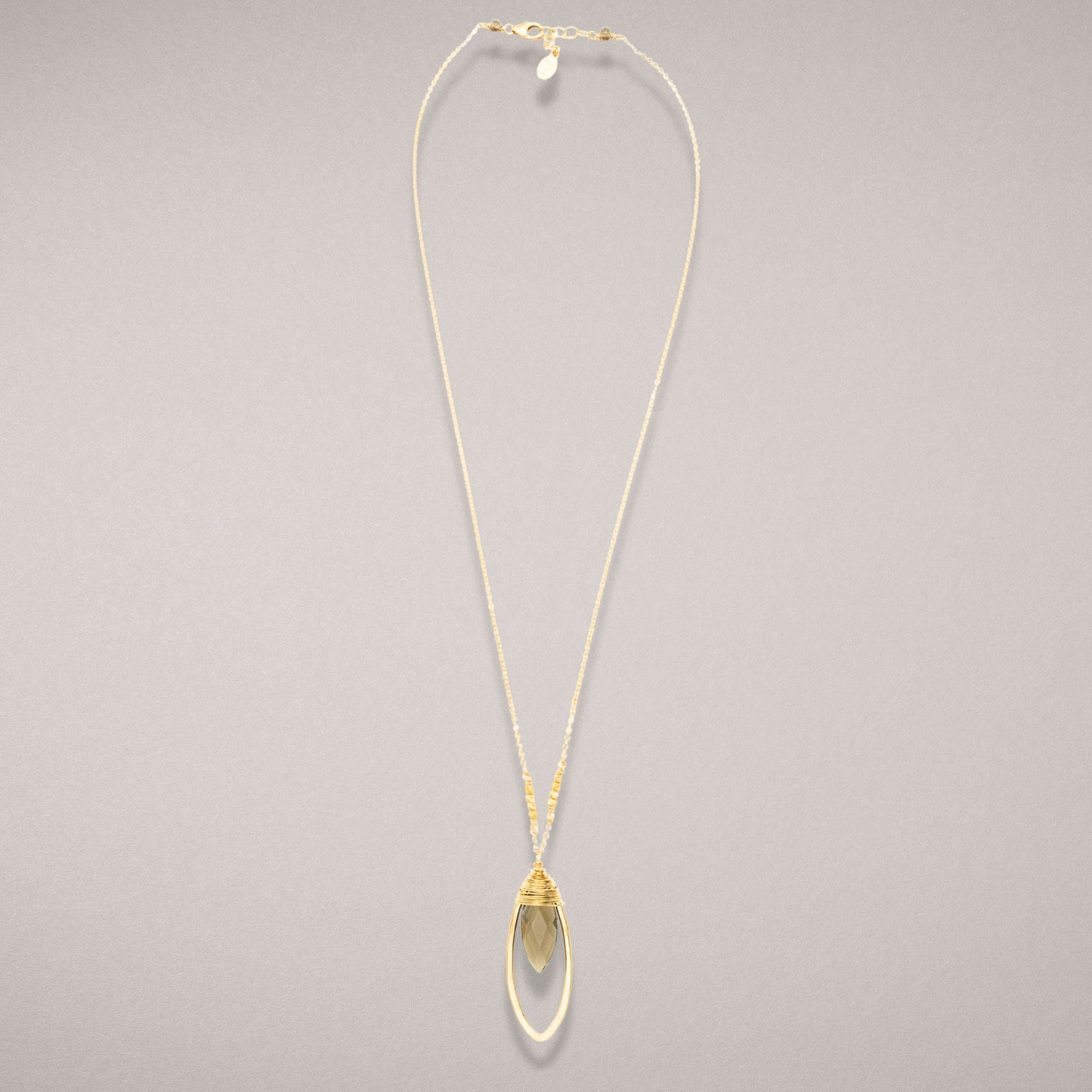 Smoky Quartz Marquise Pendant Necklace - Necklaces