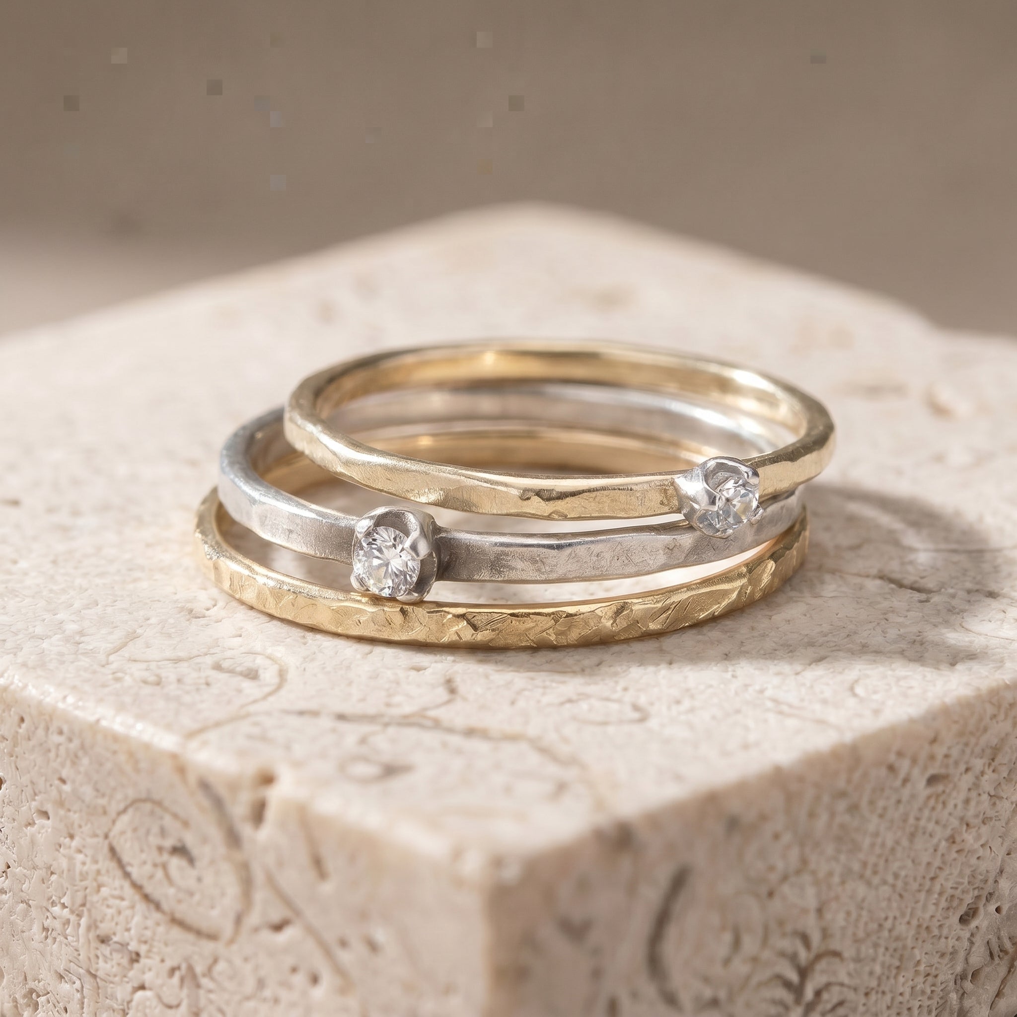 Gilded Sparkle Stacker Ring