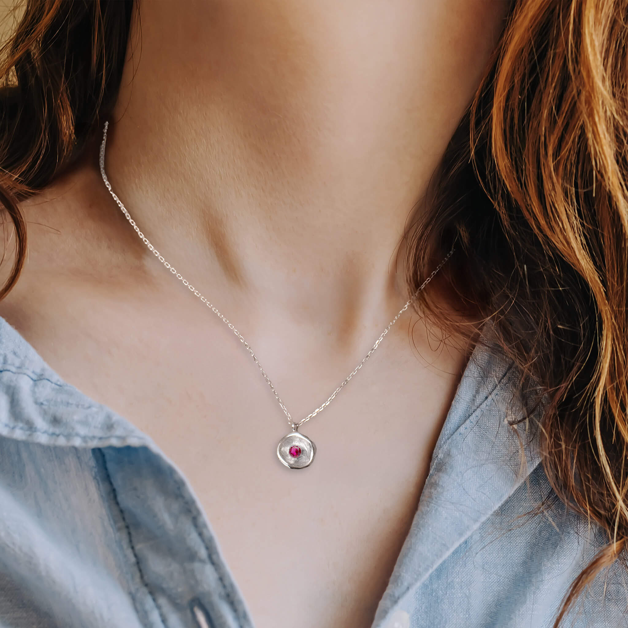 Sterling Cup Birthstone Necklace - Necklaces