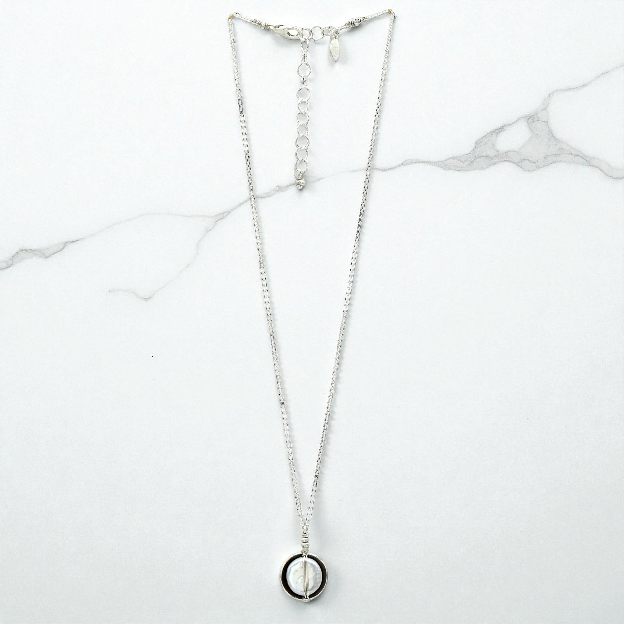 Sterling Cupped Pearl Necklace - Necklaces