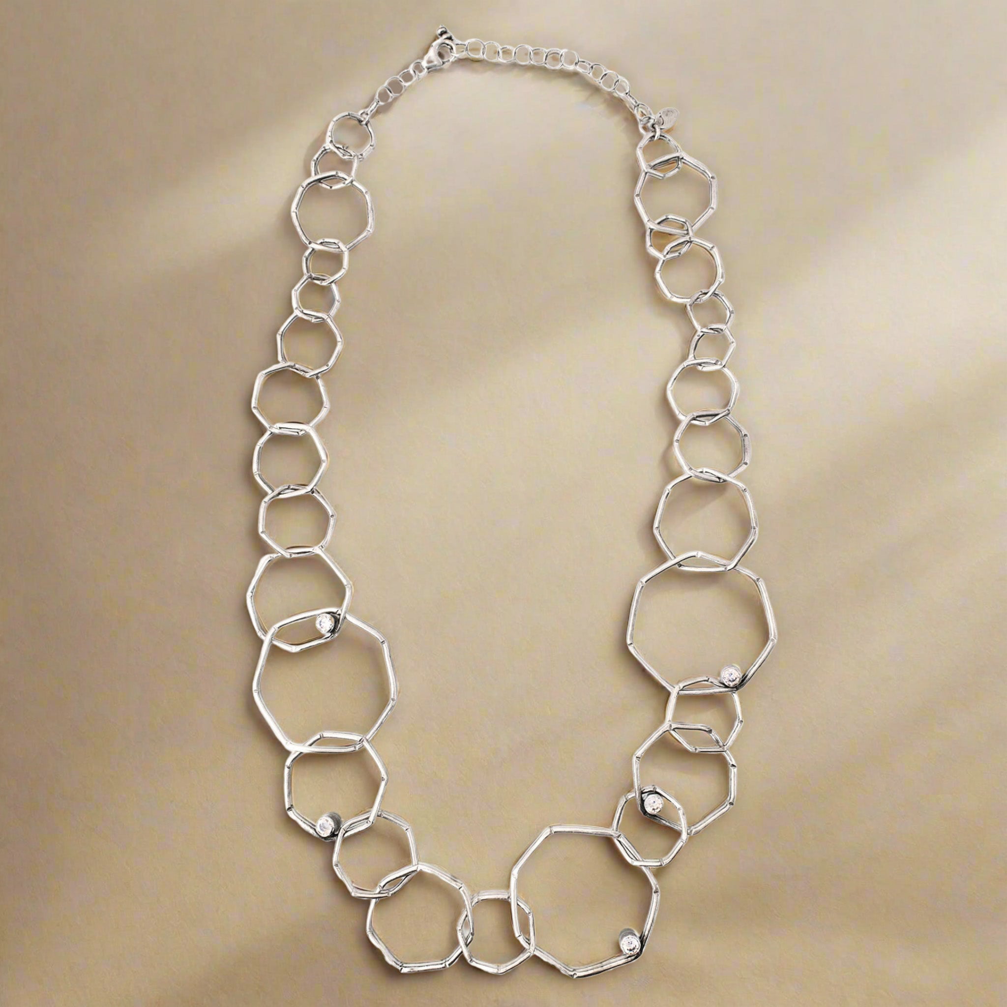 Sterling Silver Geometric Chain Necklace - Necklaces