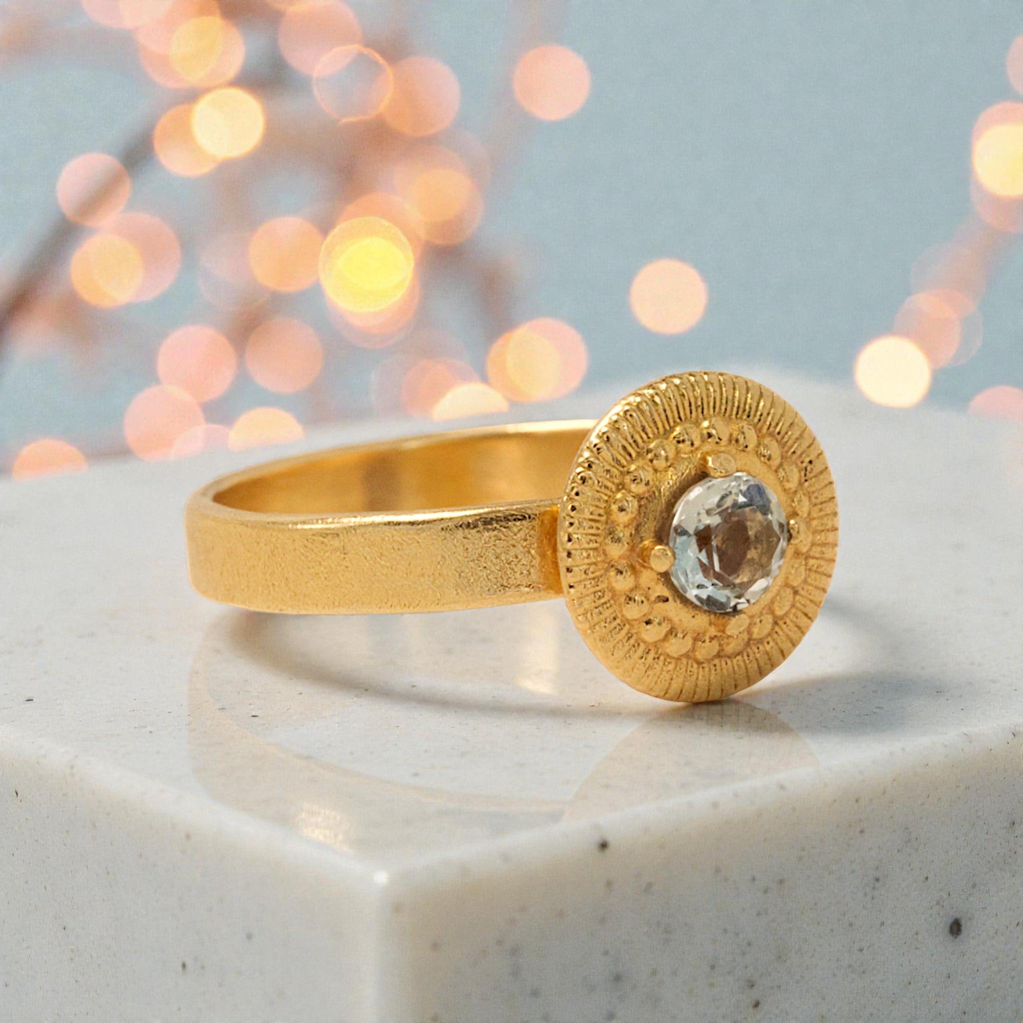 Sunburst Aquamarine Ring - Rings