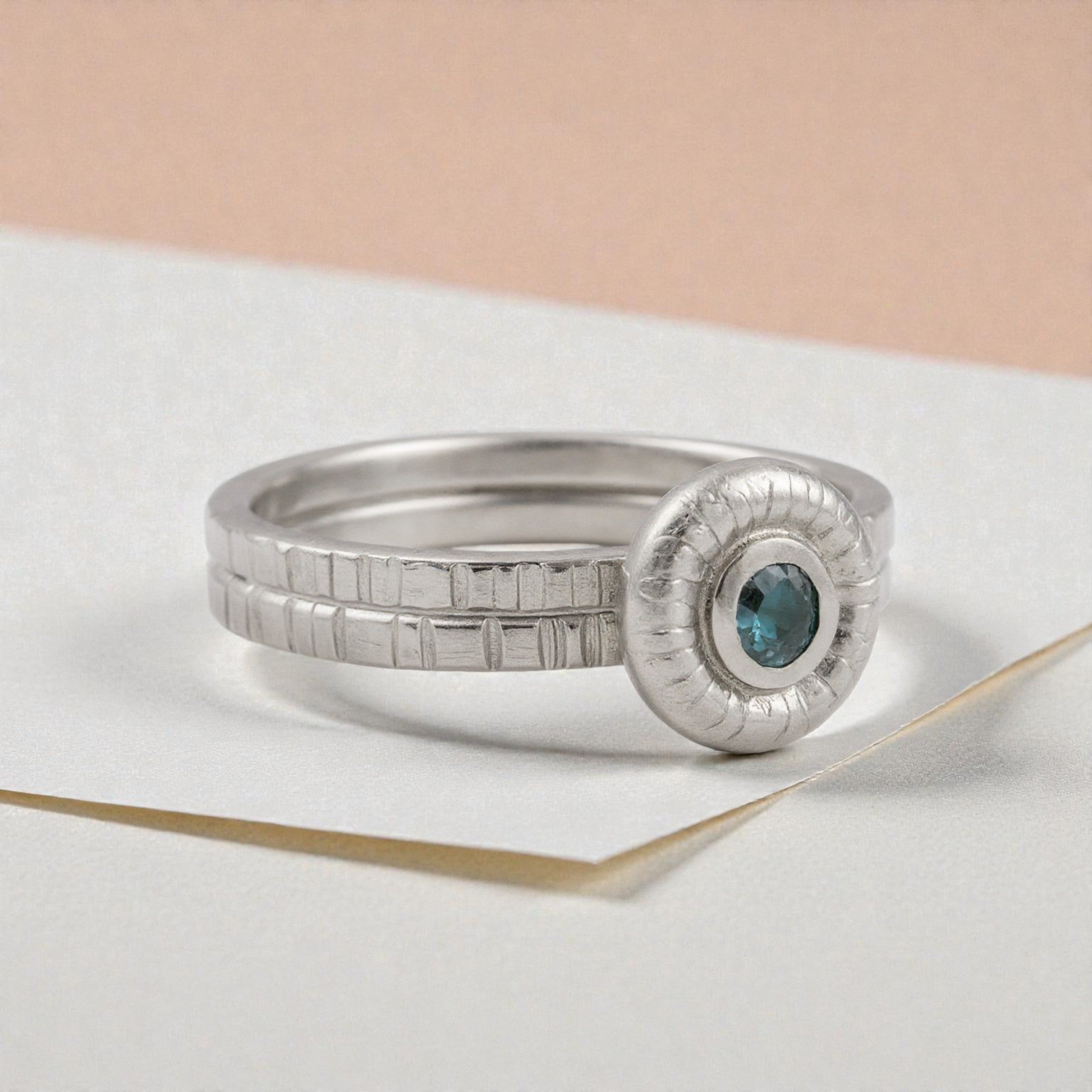 Swiss Blue Topaz Textured Ring - Rings