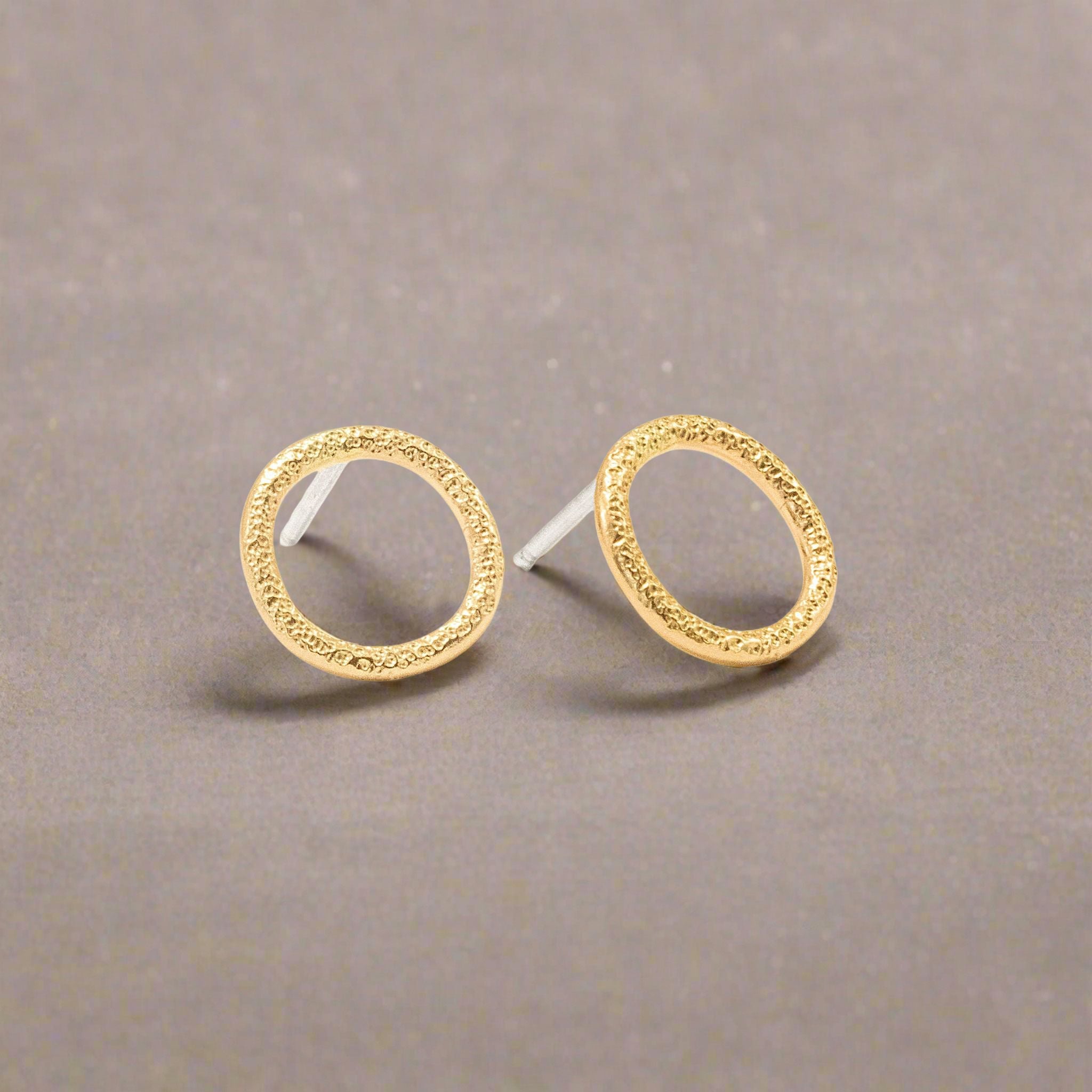 Textured Circle Stud Earrings - Earrings