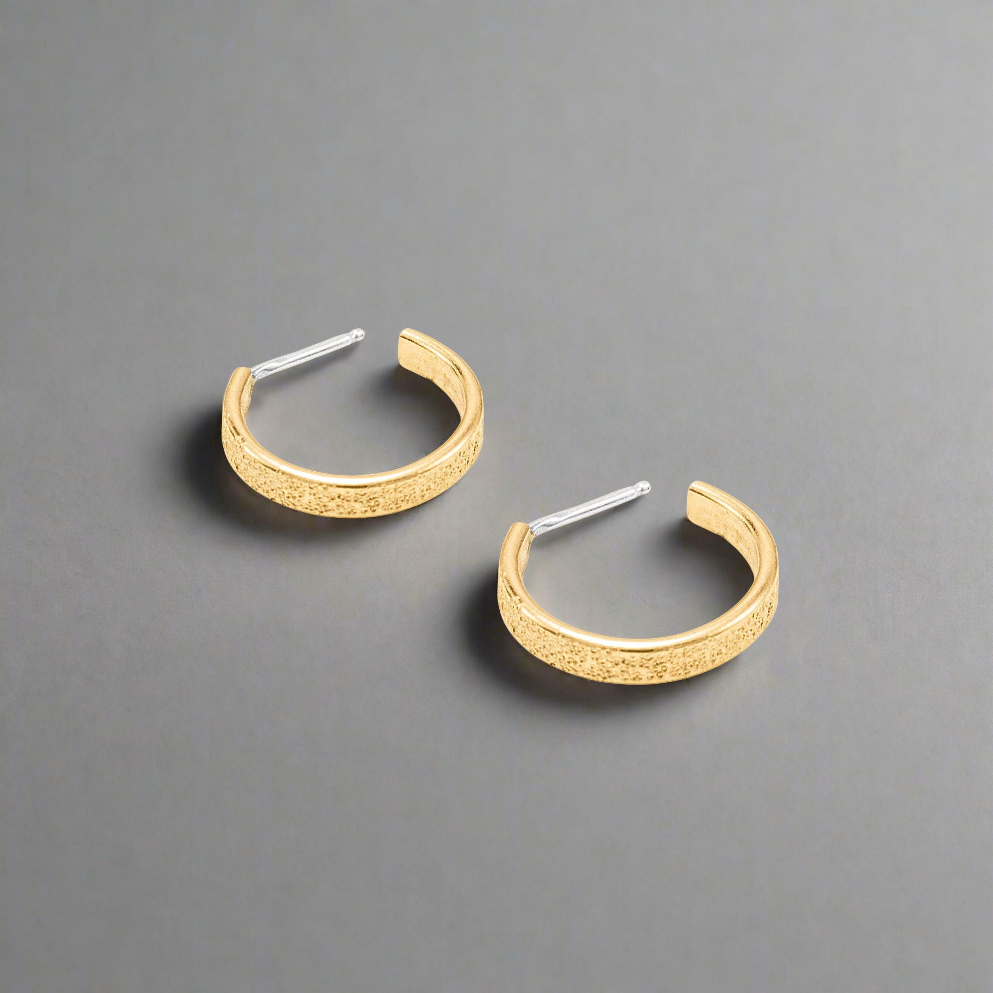Textured Gold Hoop Earrings - Earrings