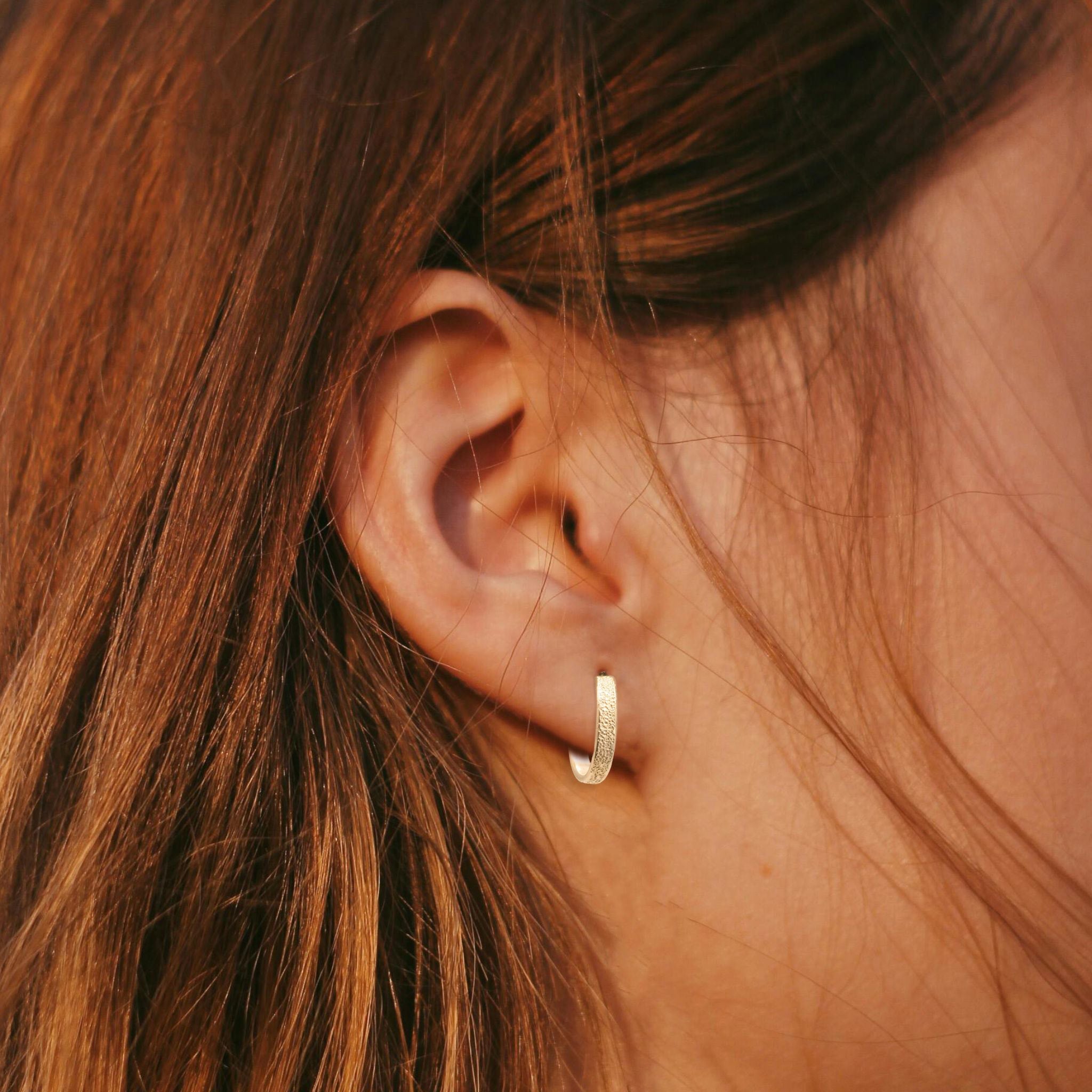 Textured Gold Hoop Earrings - Earrings