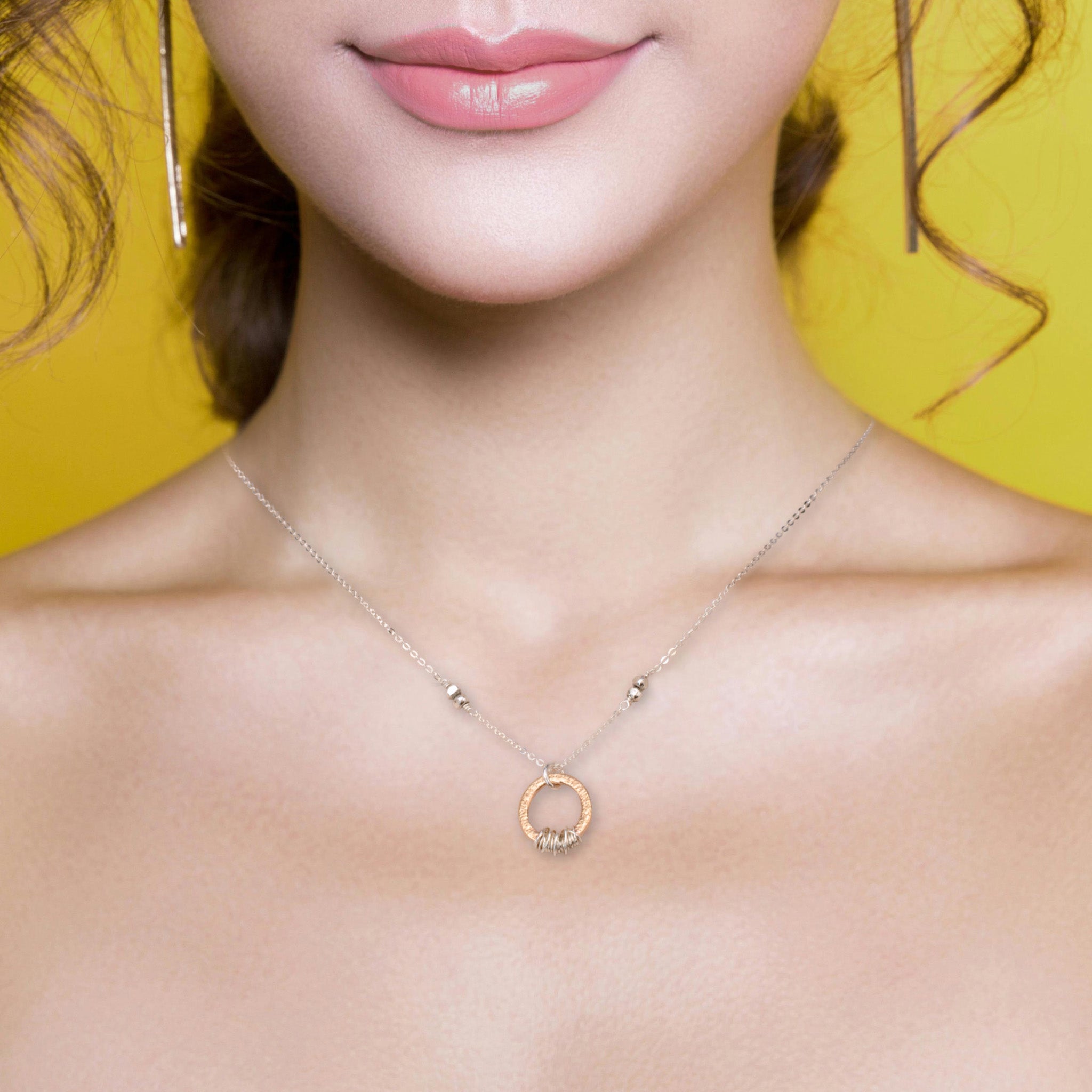 Textured Gold Oval Necklace - Necklaces