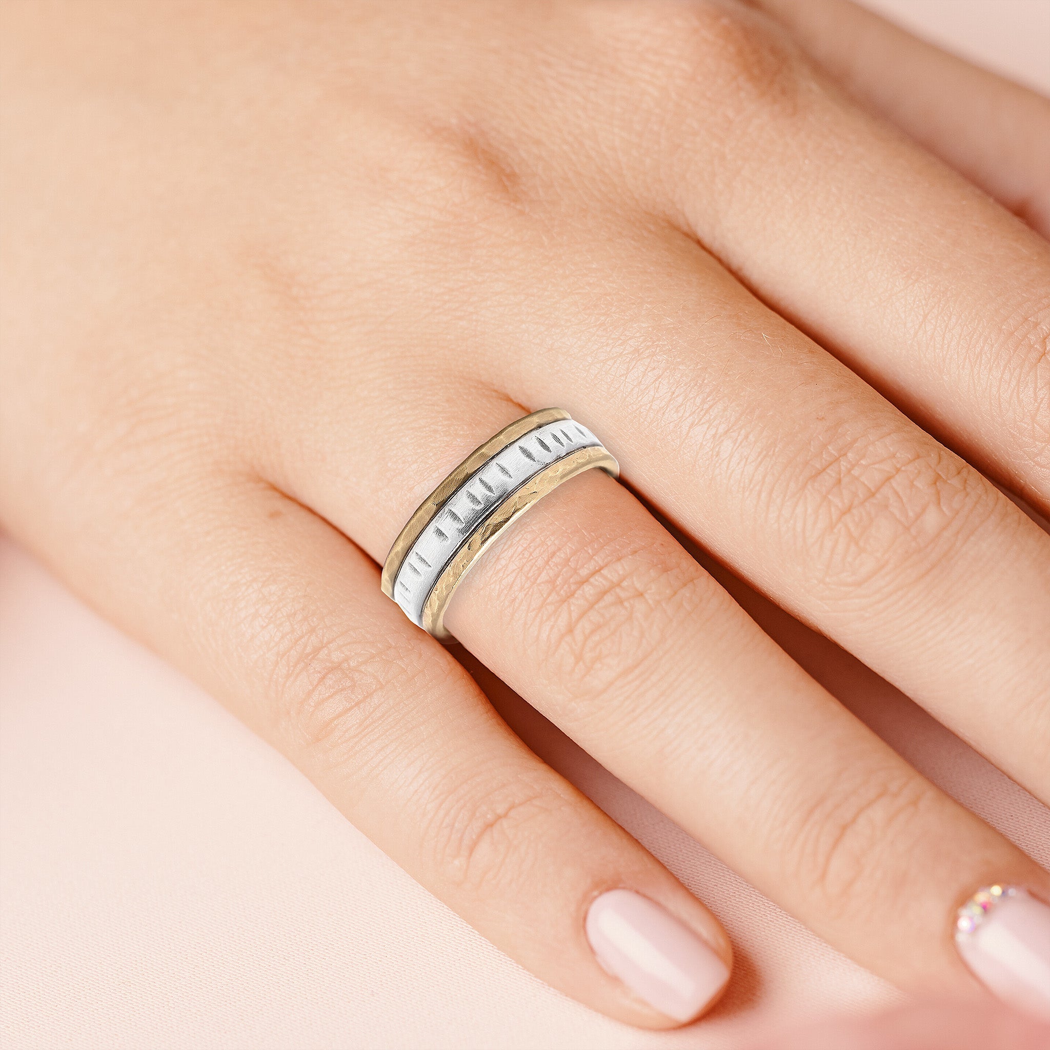 Textured Mixed Metal Band - Rings