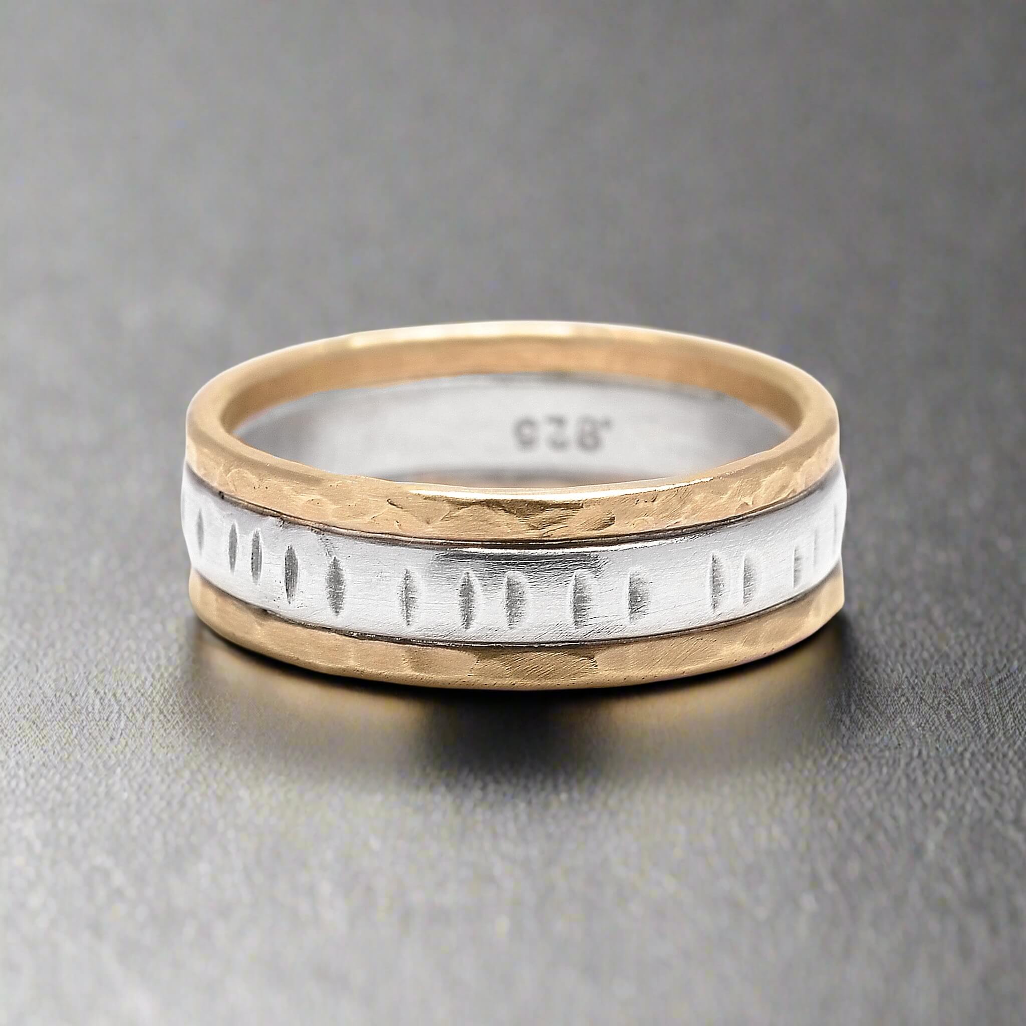 Textured Mixed Metal Band - Rings