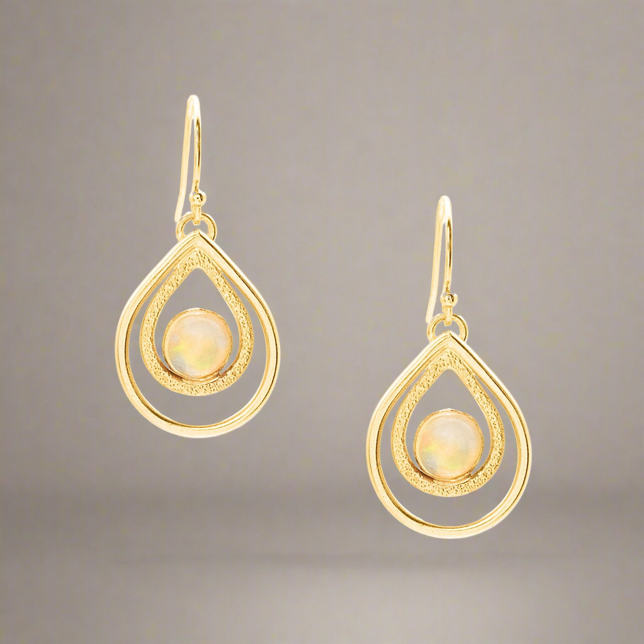 Textured Opal Drop Earrings - Earrings