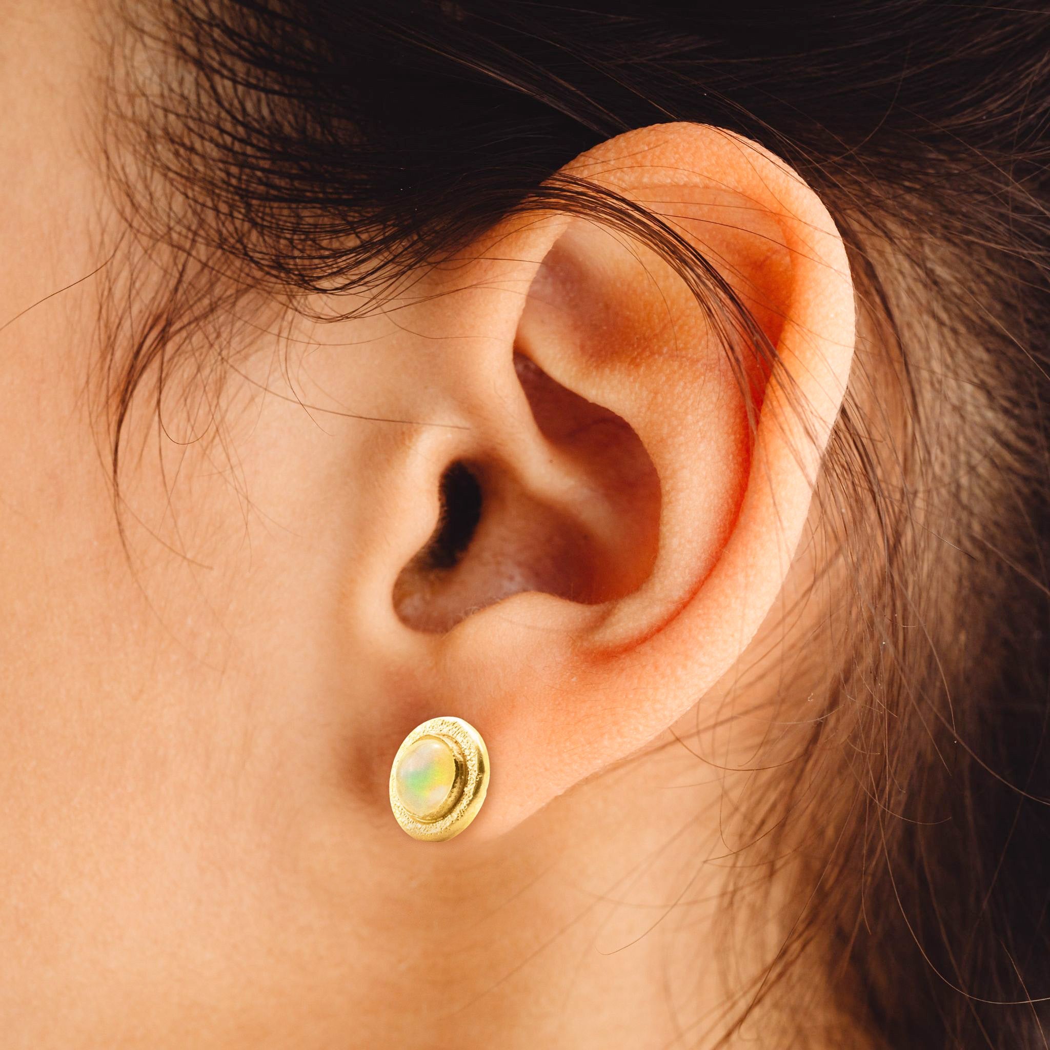 Textured Opal Studs - Earrings