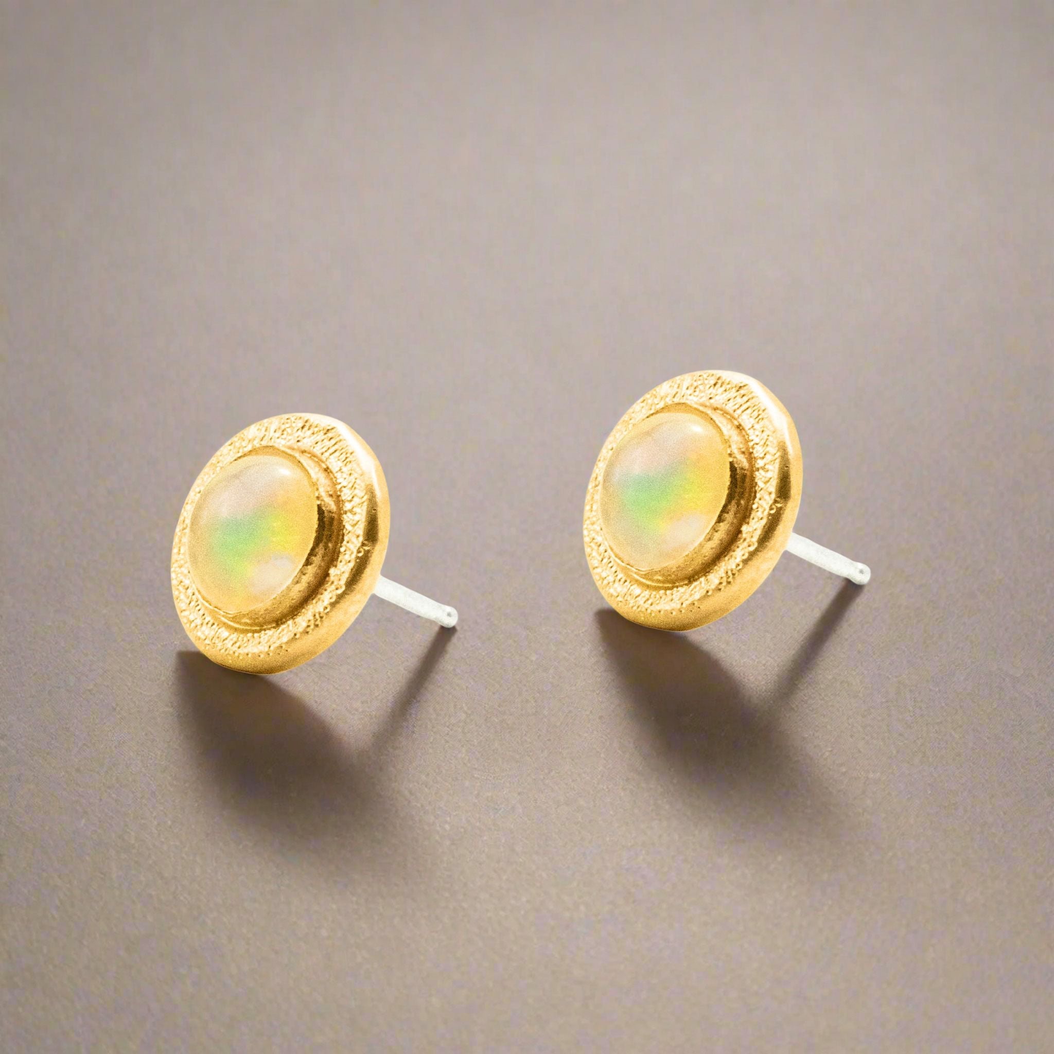 Textured Opal Studs - Earrings