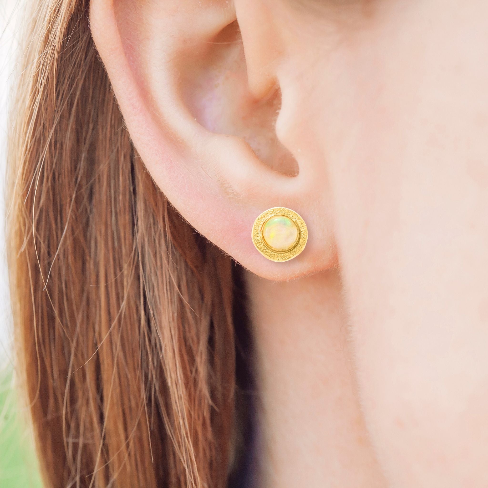Textured Opal Studs - Earrings
