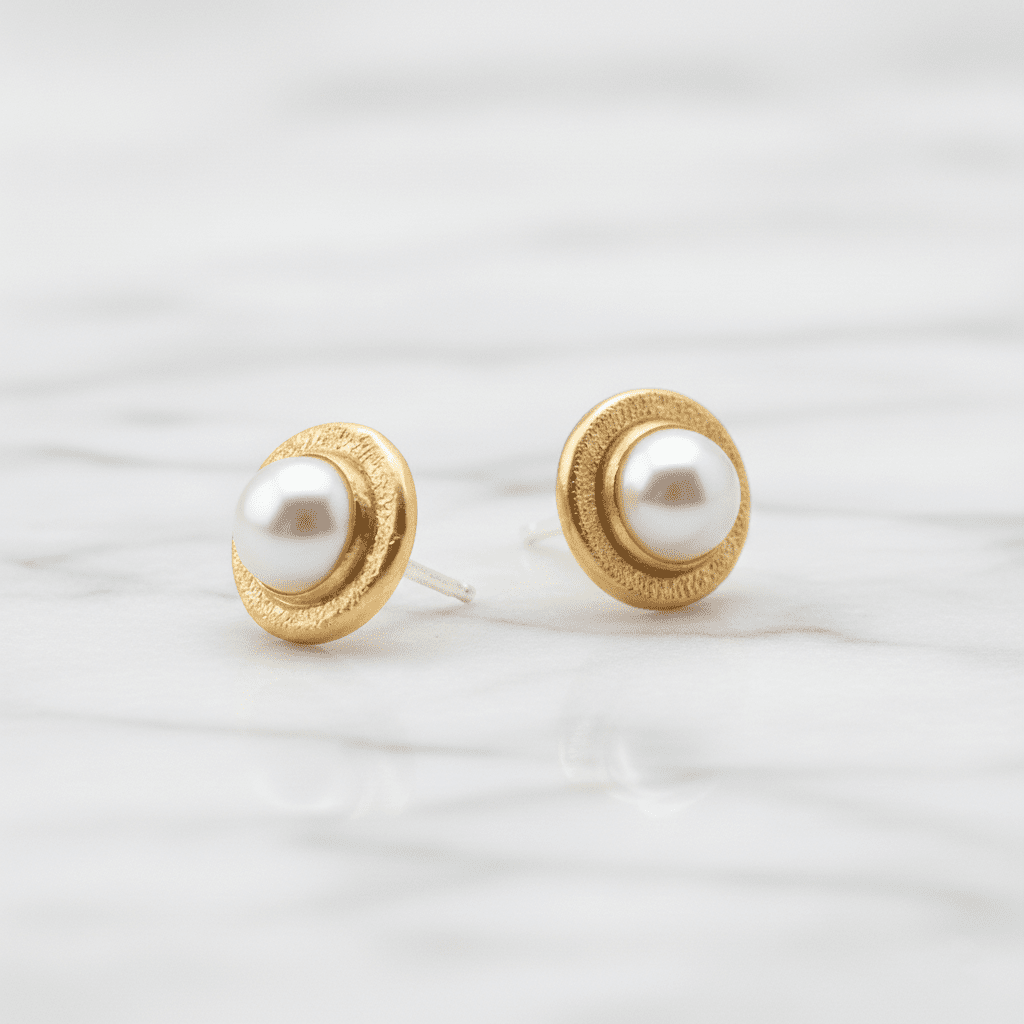 Textured Pearl Studs - Earrings