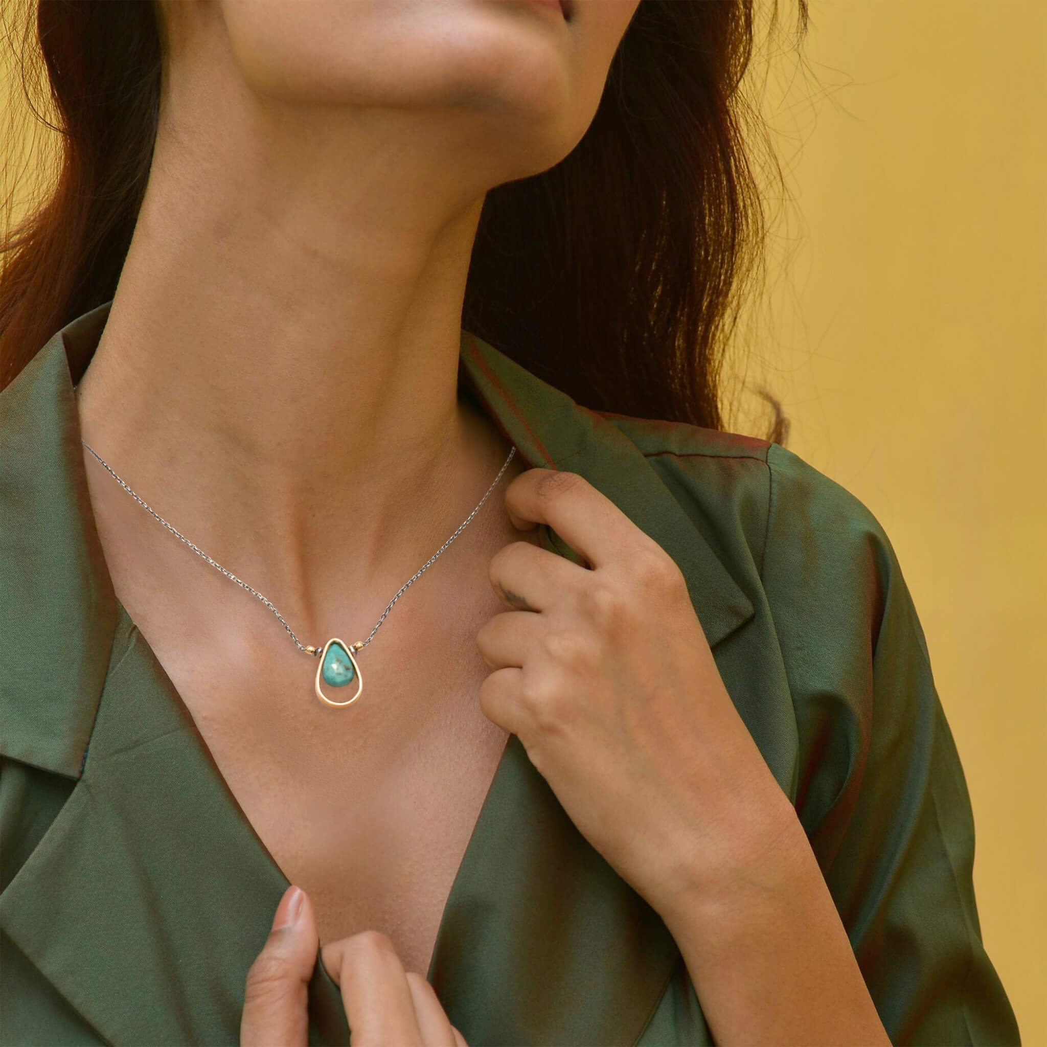 Turquoise Teardrop Necklace - Necklaces