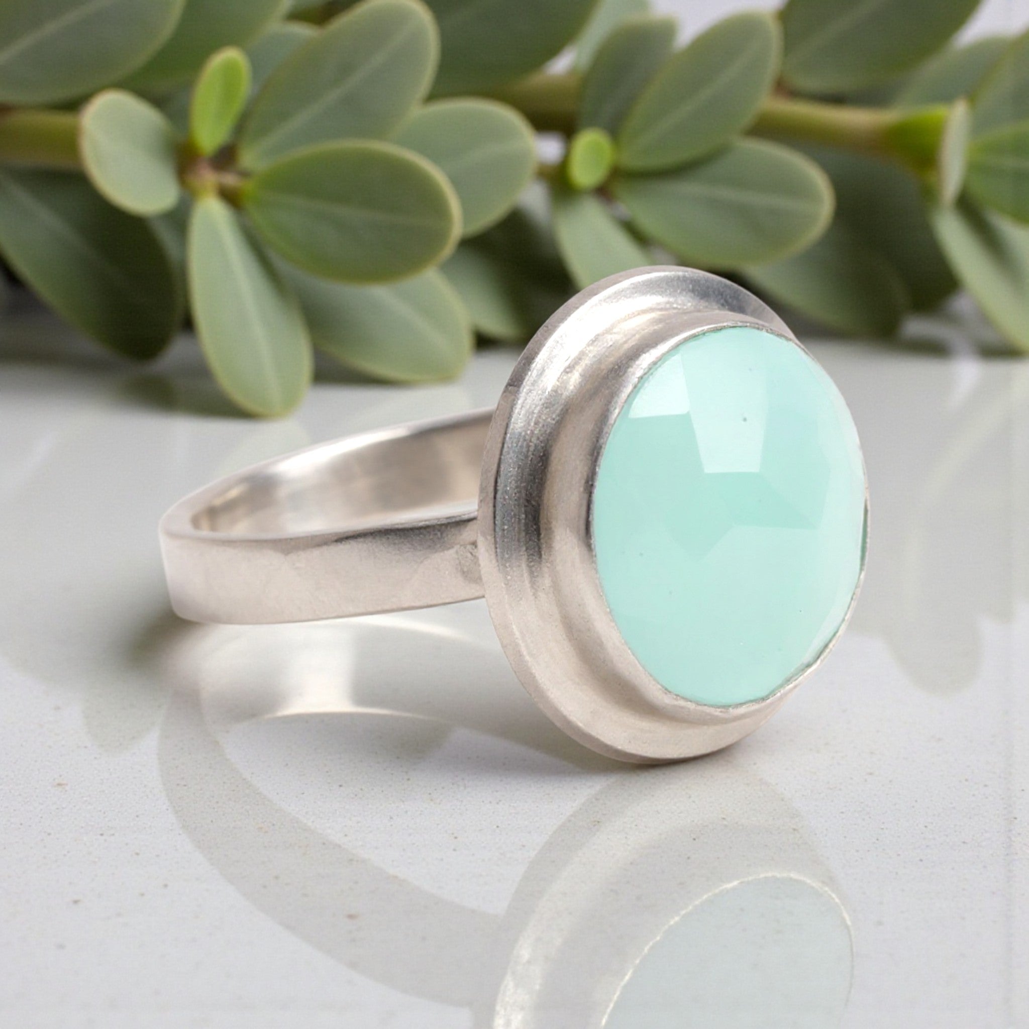 Whispering Waves Chalcedony Ring - Rings