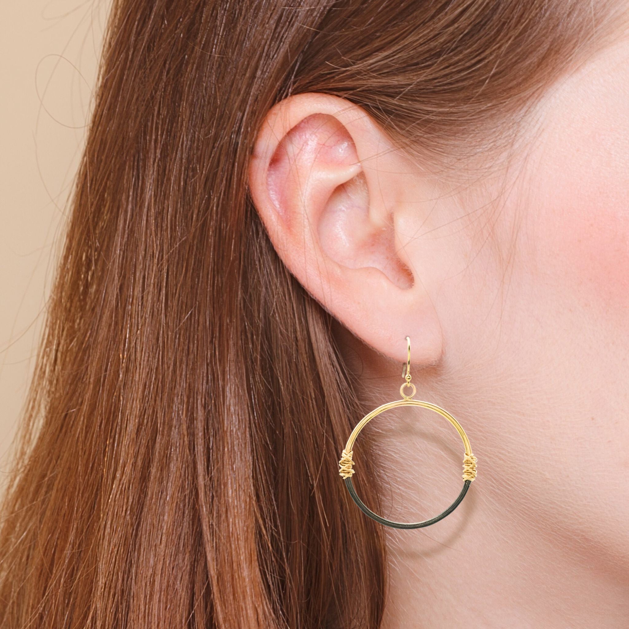 Wire Wrapped Two - Tone Hoops - Earrings